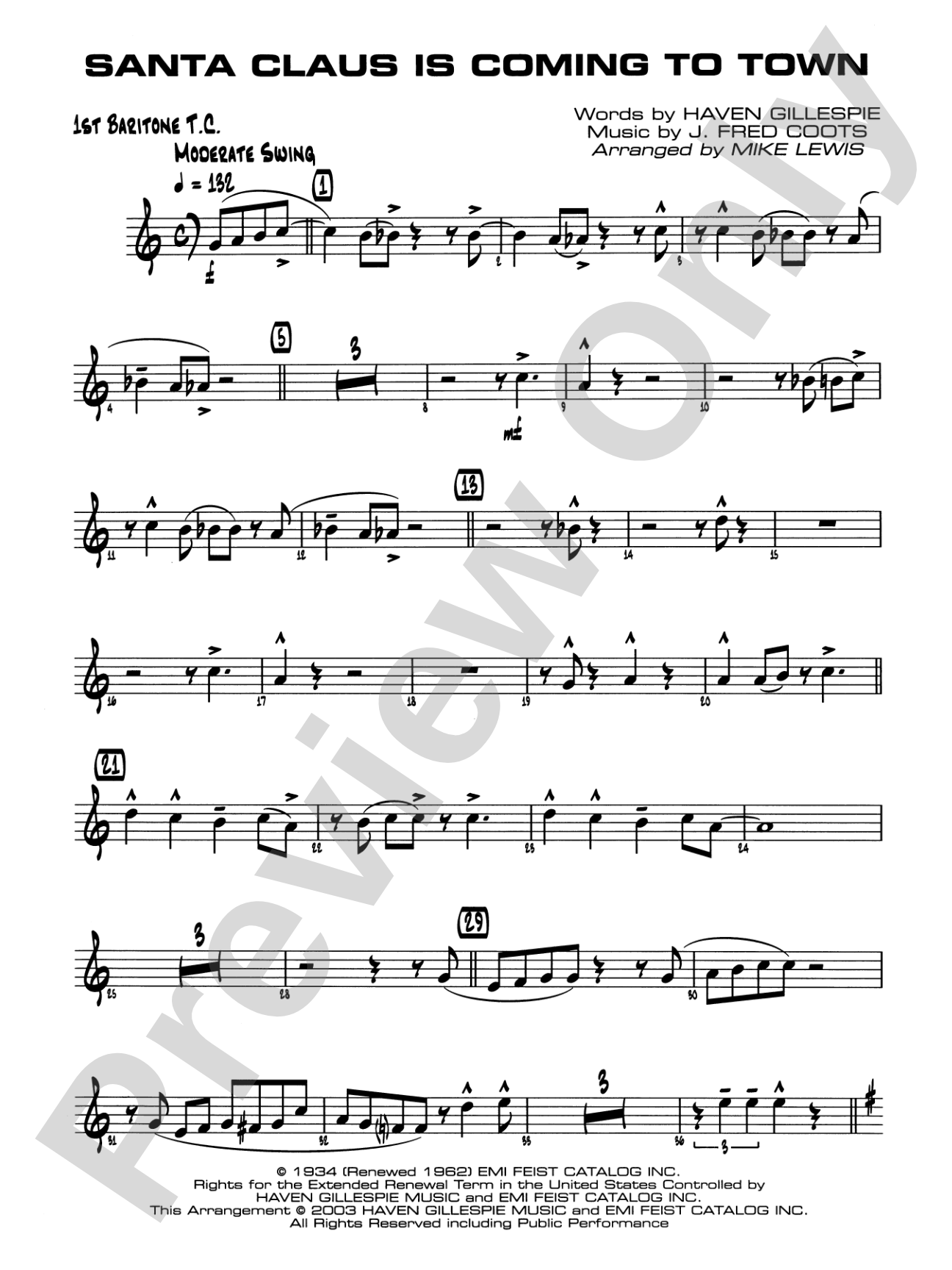 Santa Claus Is Coming to Town: Baritone T.C.