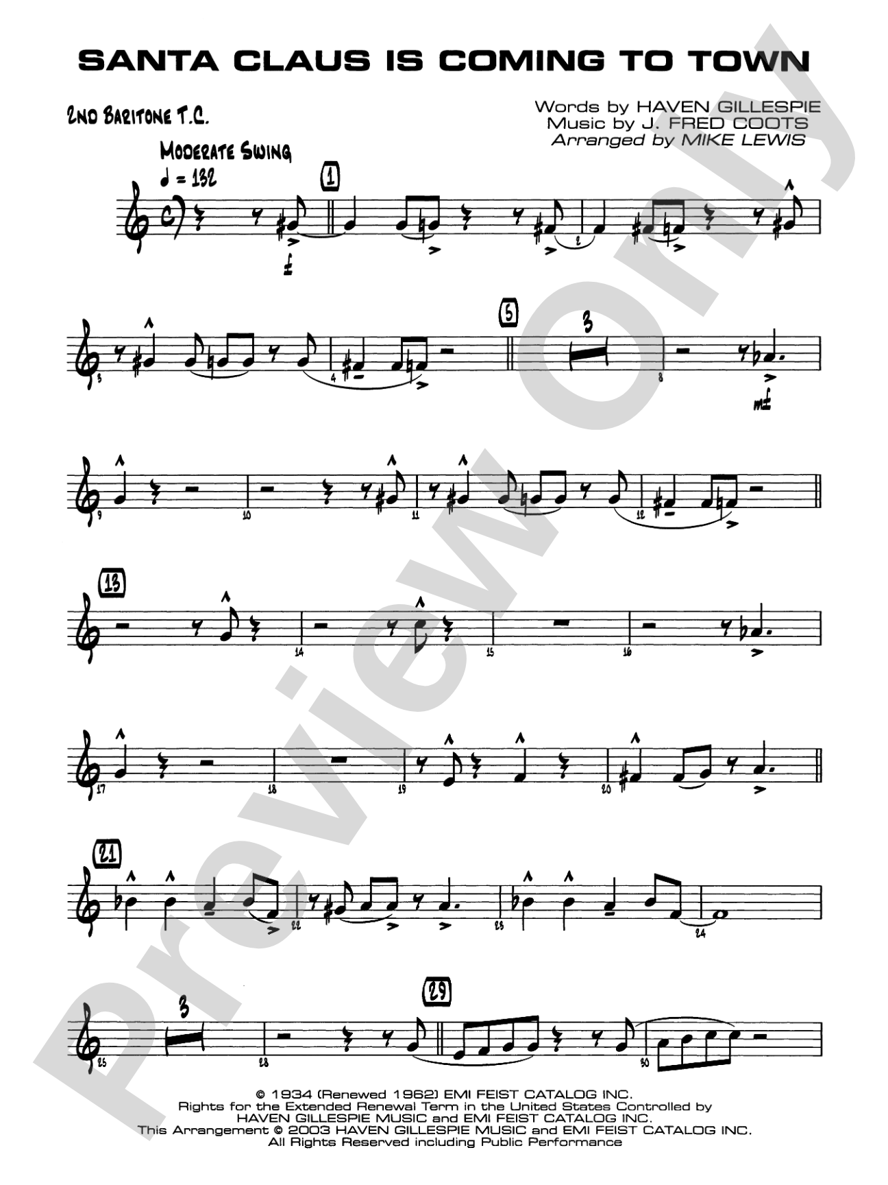 Santa Claus Is Coming to Town: 2nd Baritone T.C.