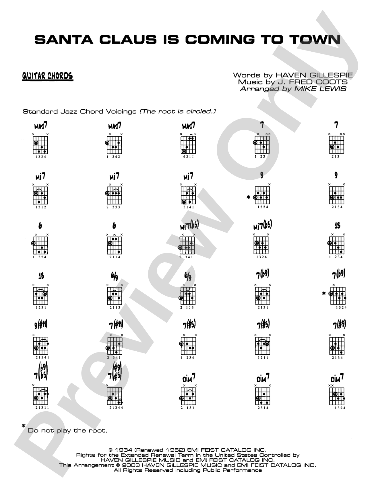 Santa Claus Is Coming to Town: Guitar Chords