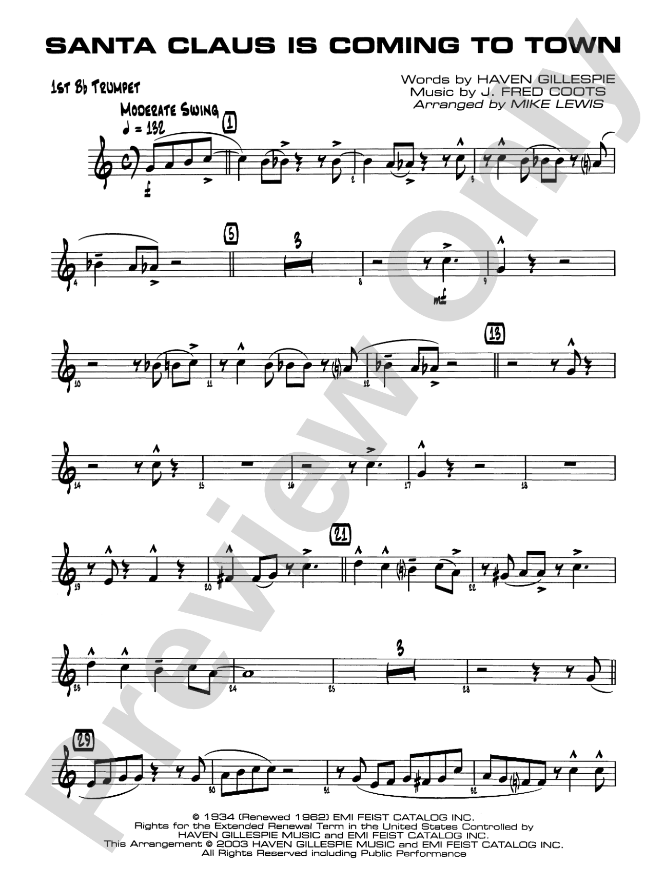 Santa Claus Is Coming to Town: 1st B-flat Trumpet