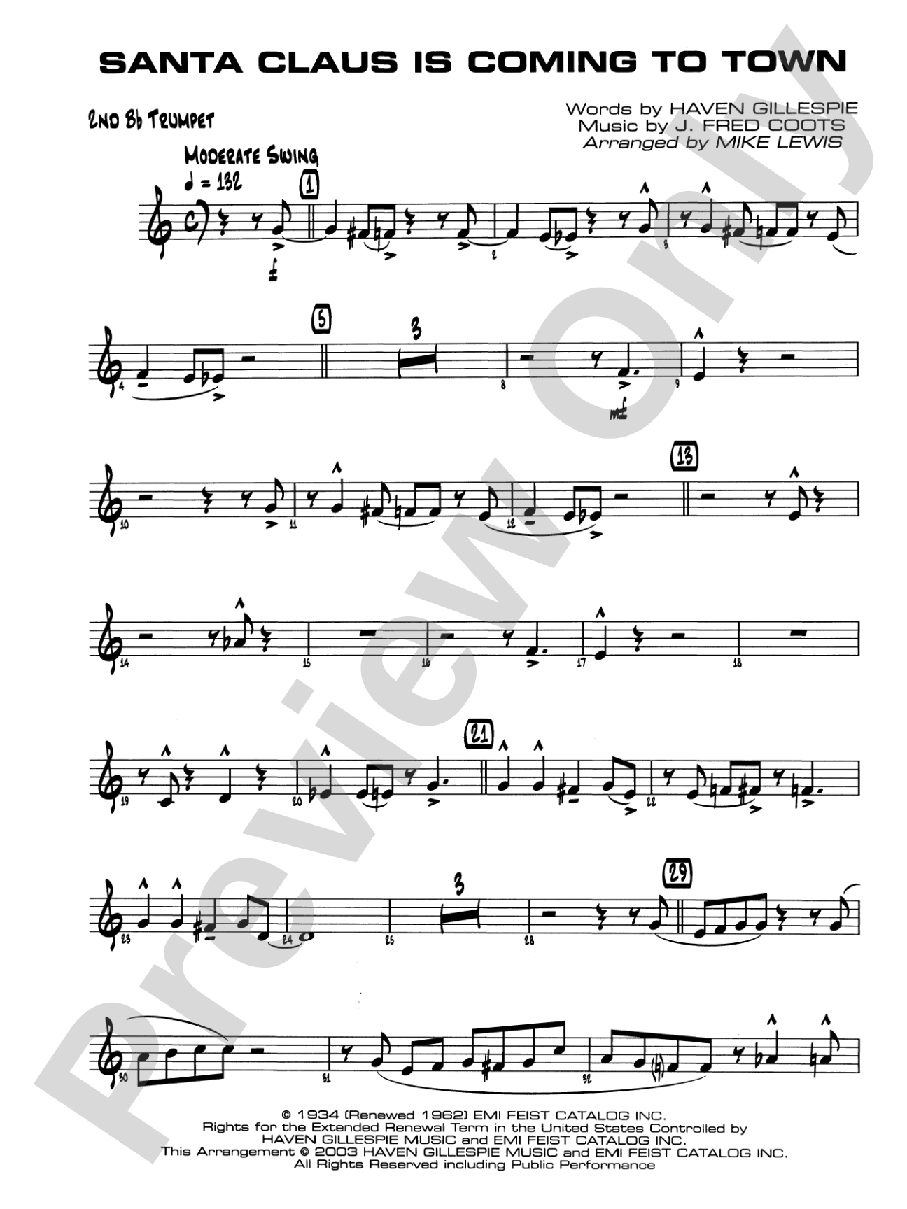 Santa Claus Is Coming to Town: 2nd B-flat Trumpet