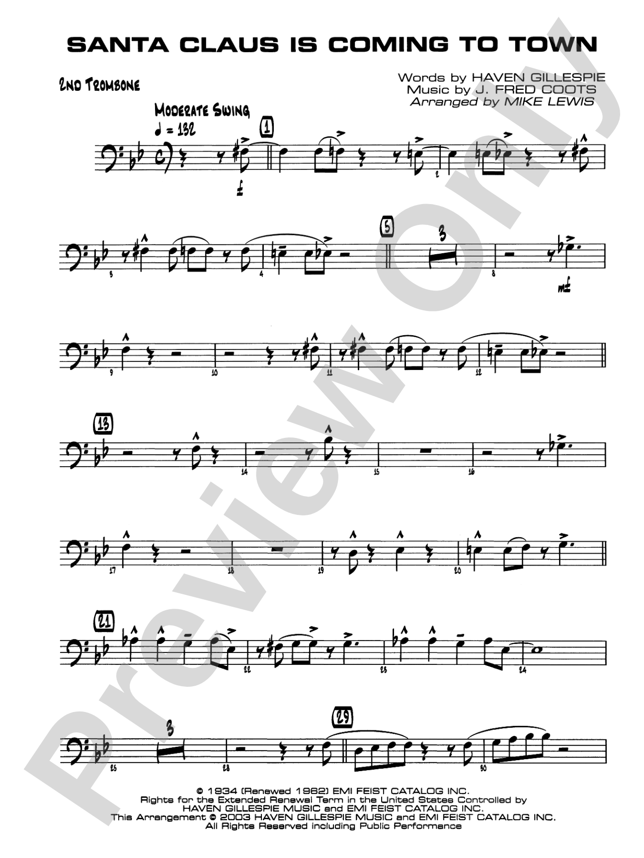 Santa Claus Is Coming to Town: 2nd Trombone