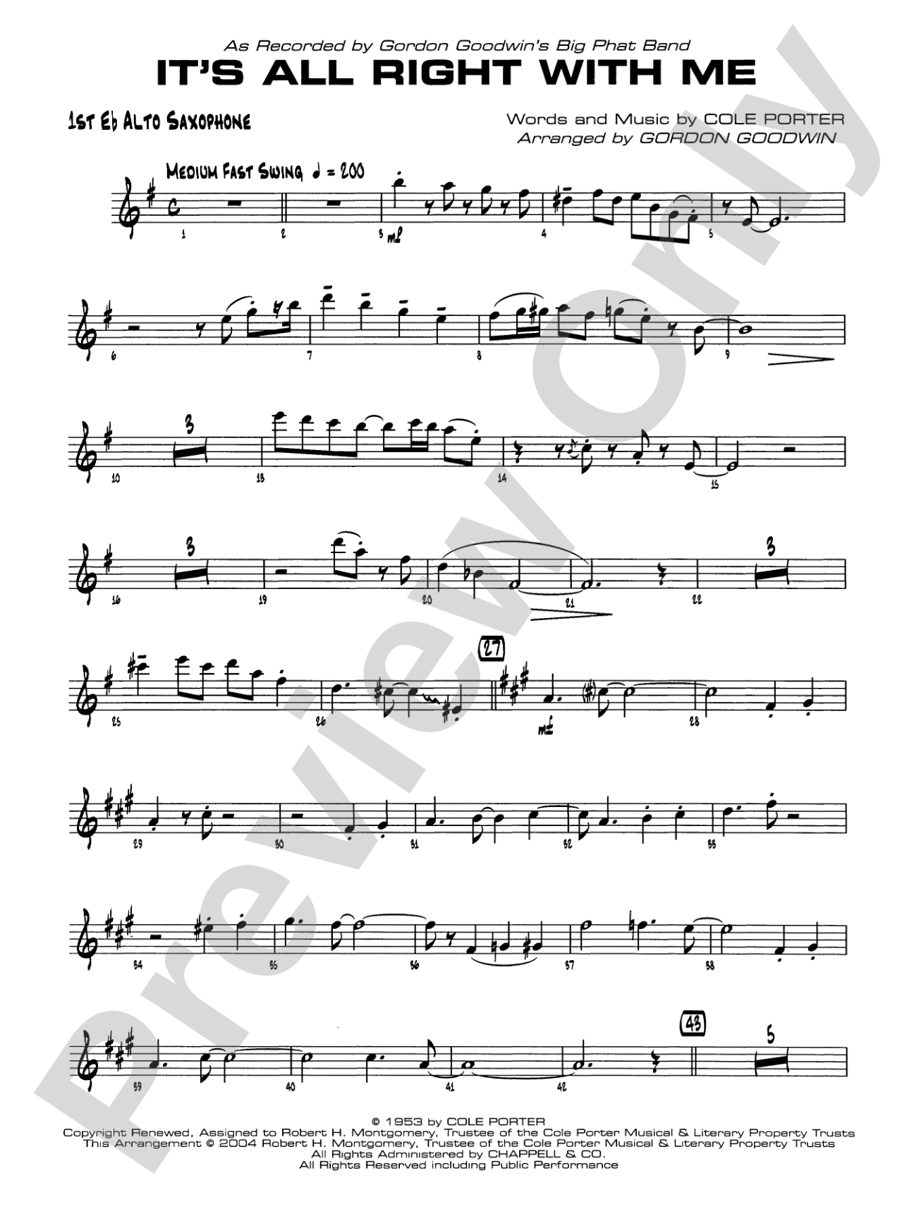 It's All Right with Me: E-flat Alto Saxophone