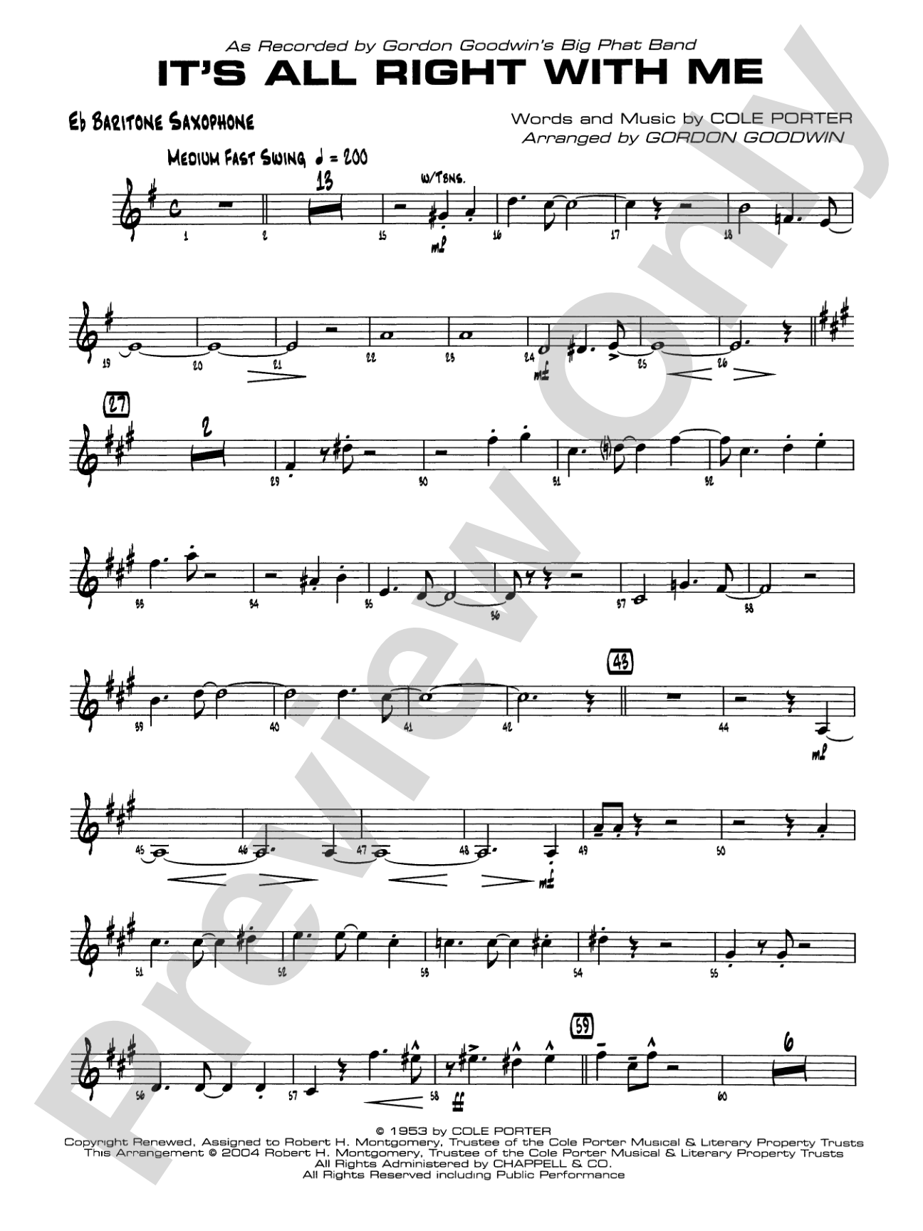 It's All Right with Me: E-flat Baritone Saxophone