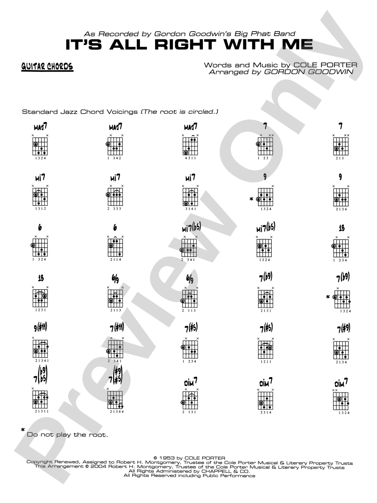 It's All Right with Me: Guitar Chords
