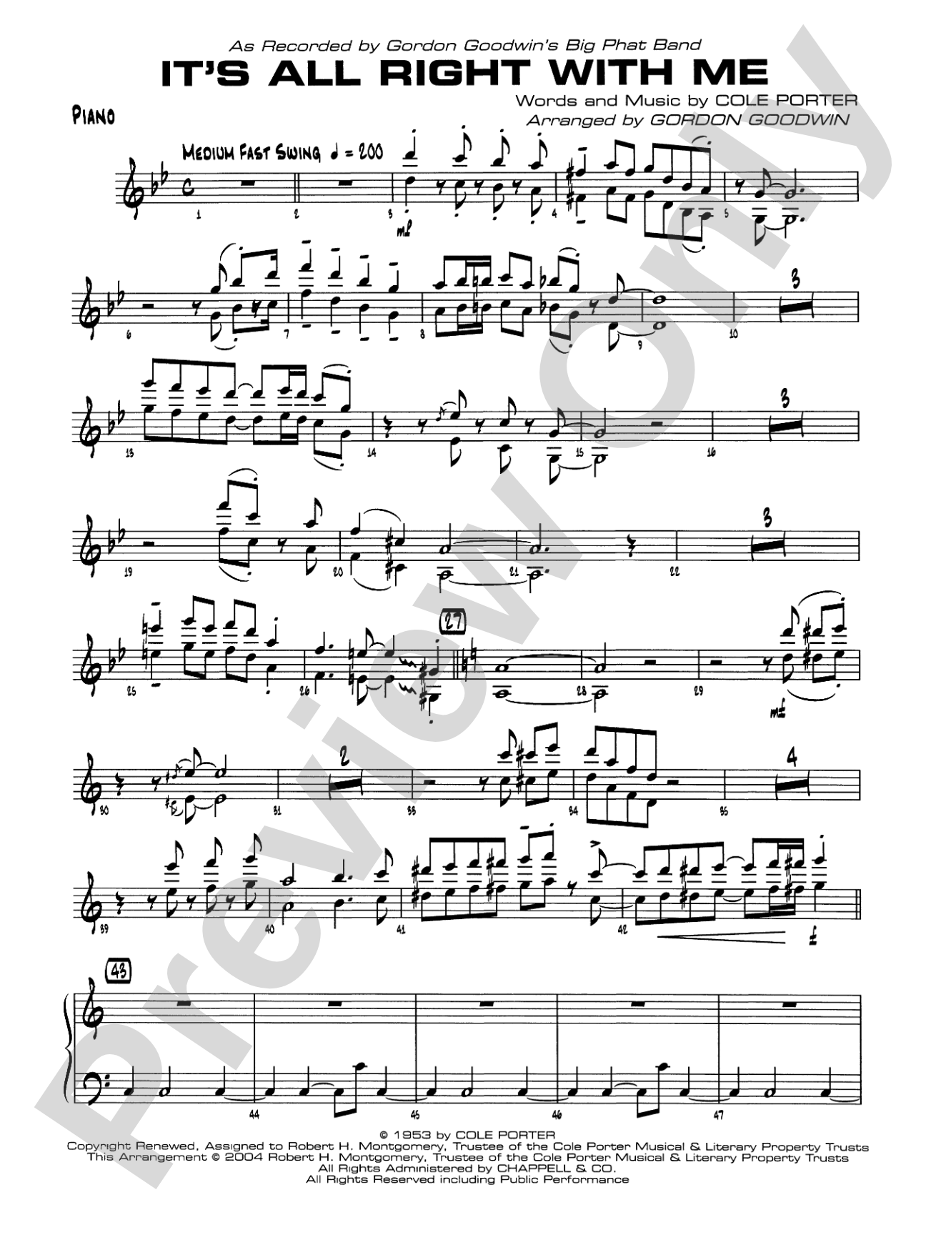 It's All Right with Me: Piano Accompaniment