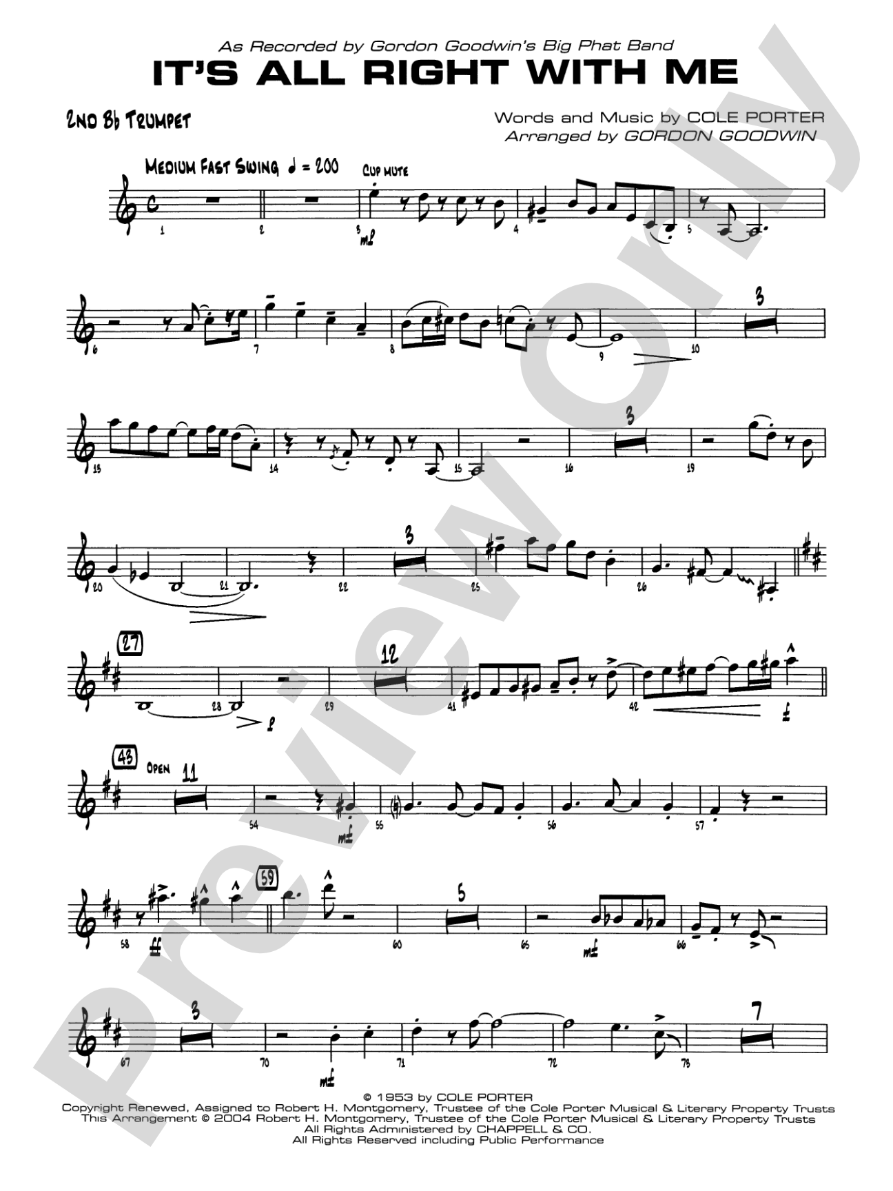 It's All Right with Me: 2nd B-flat Trumpet
