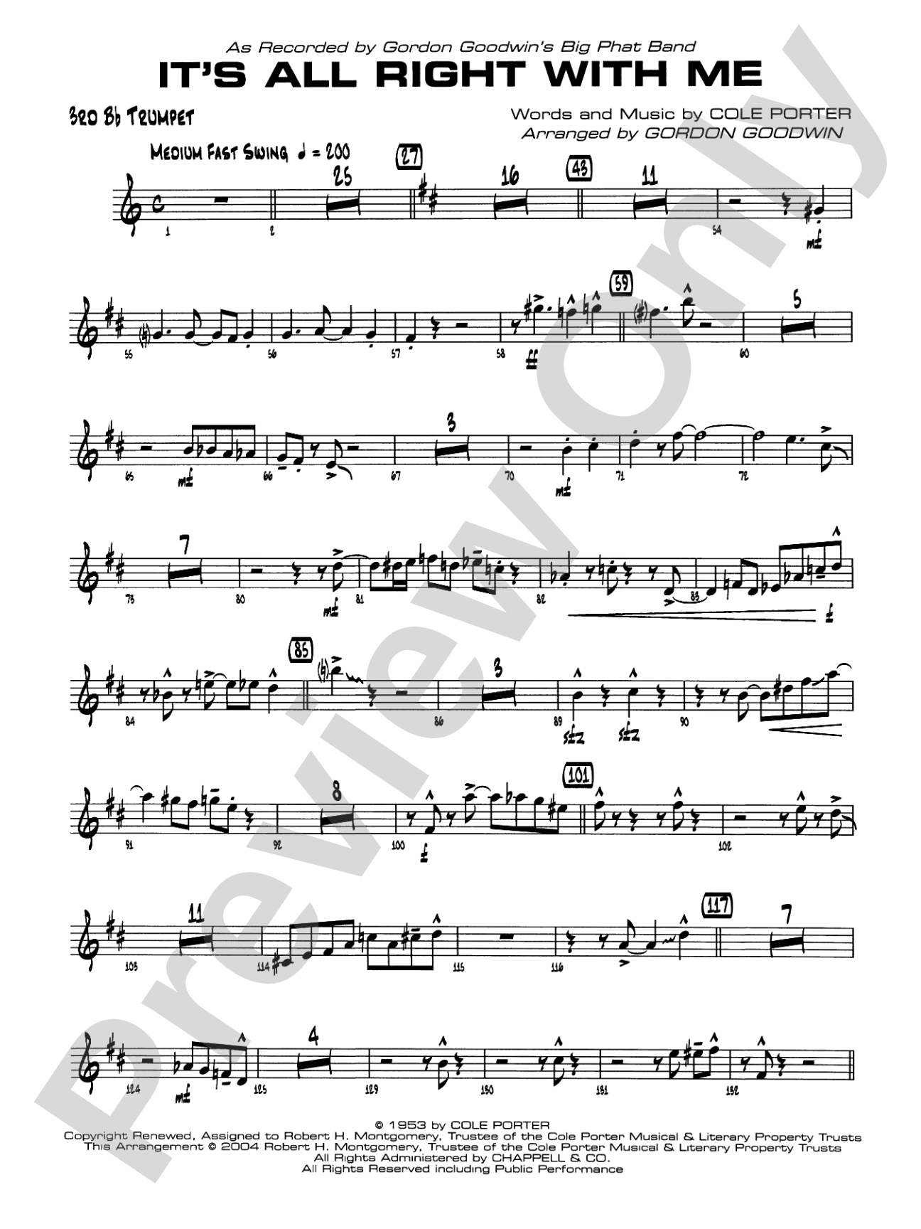 It's All Right with Me: 3rd B-flat Trumpet