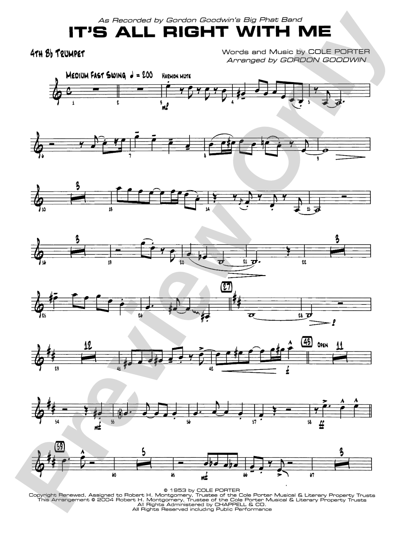 It's All Right with Me: 4th B-flat Trumpet
