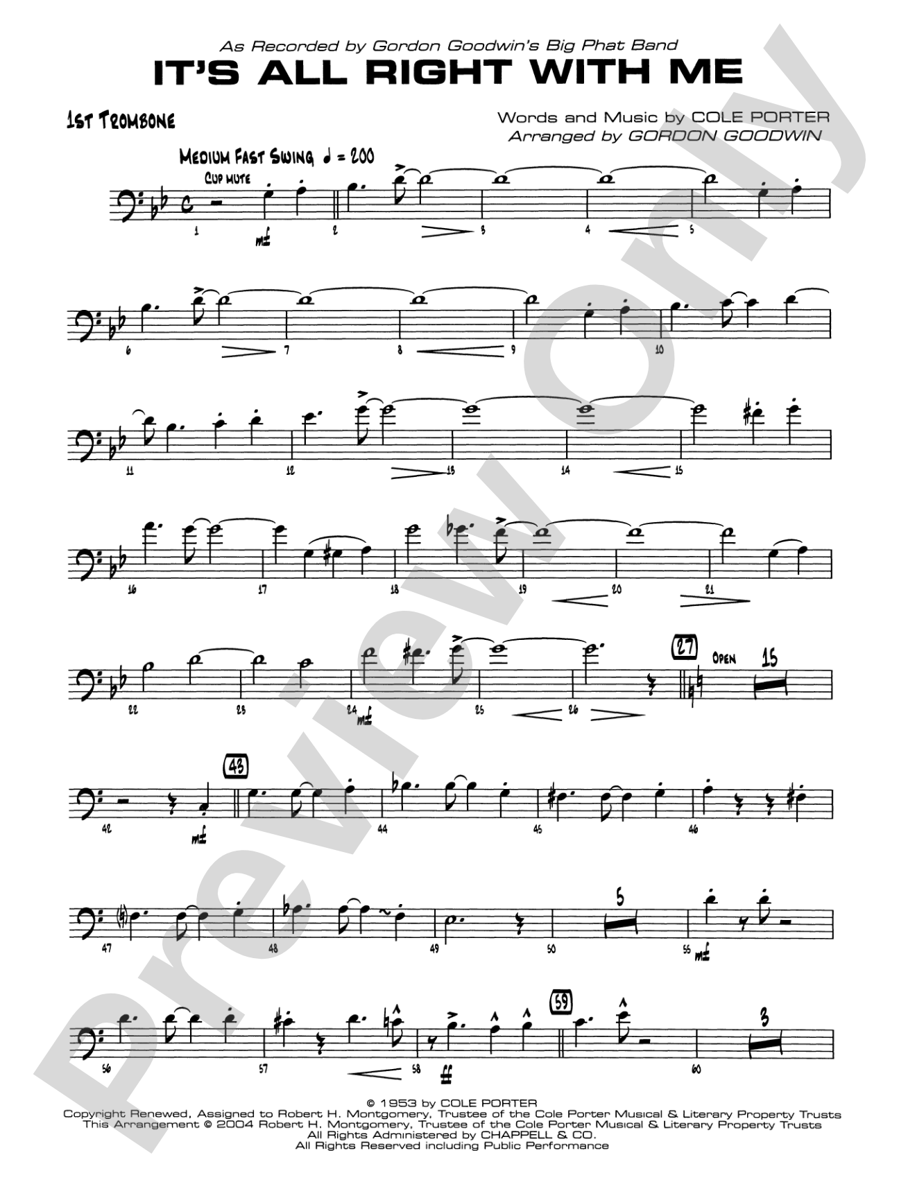 It's All Right with Me: 1st Trombone