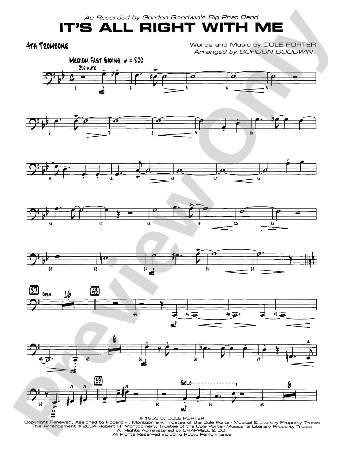 It's All Right with Me: 4th Trombone