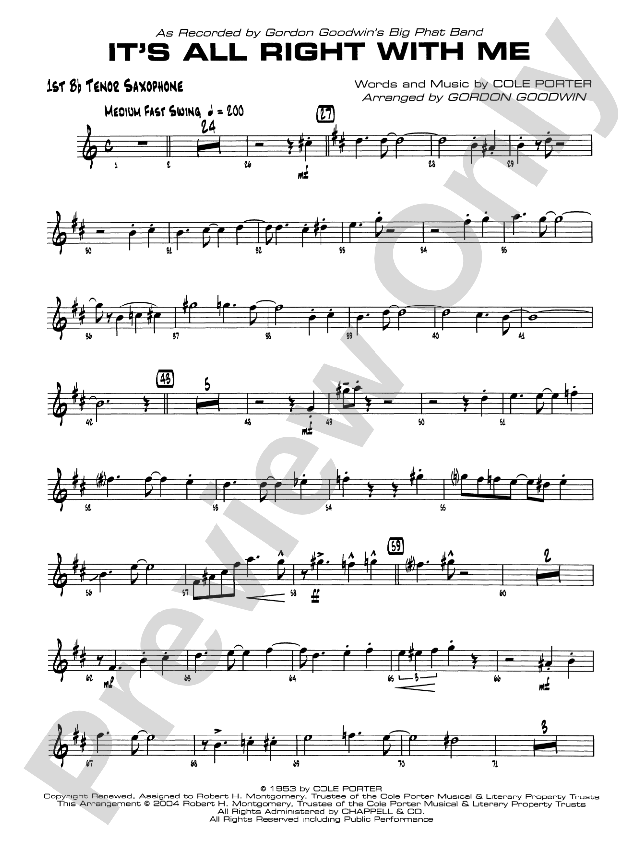 It's All Right with Me: B-flat Tenor Saxophone