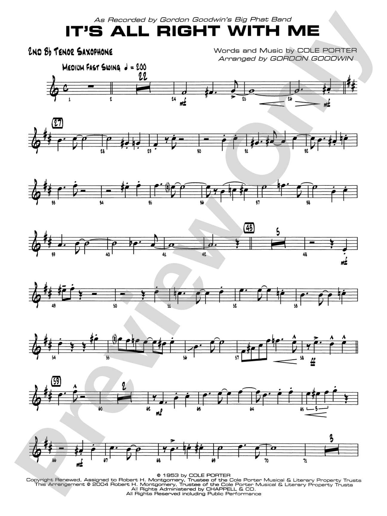 It's All Right with Me: 2nd B-flat Tenor Saxophone