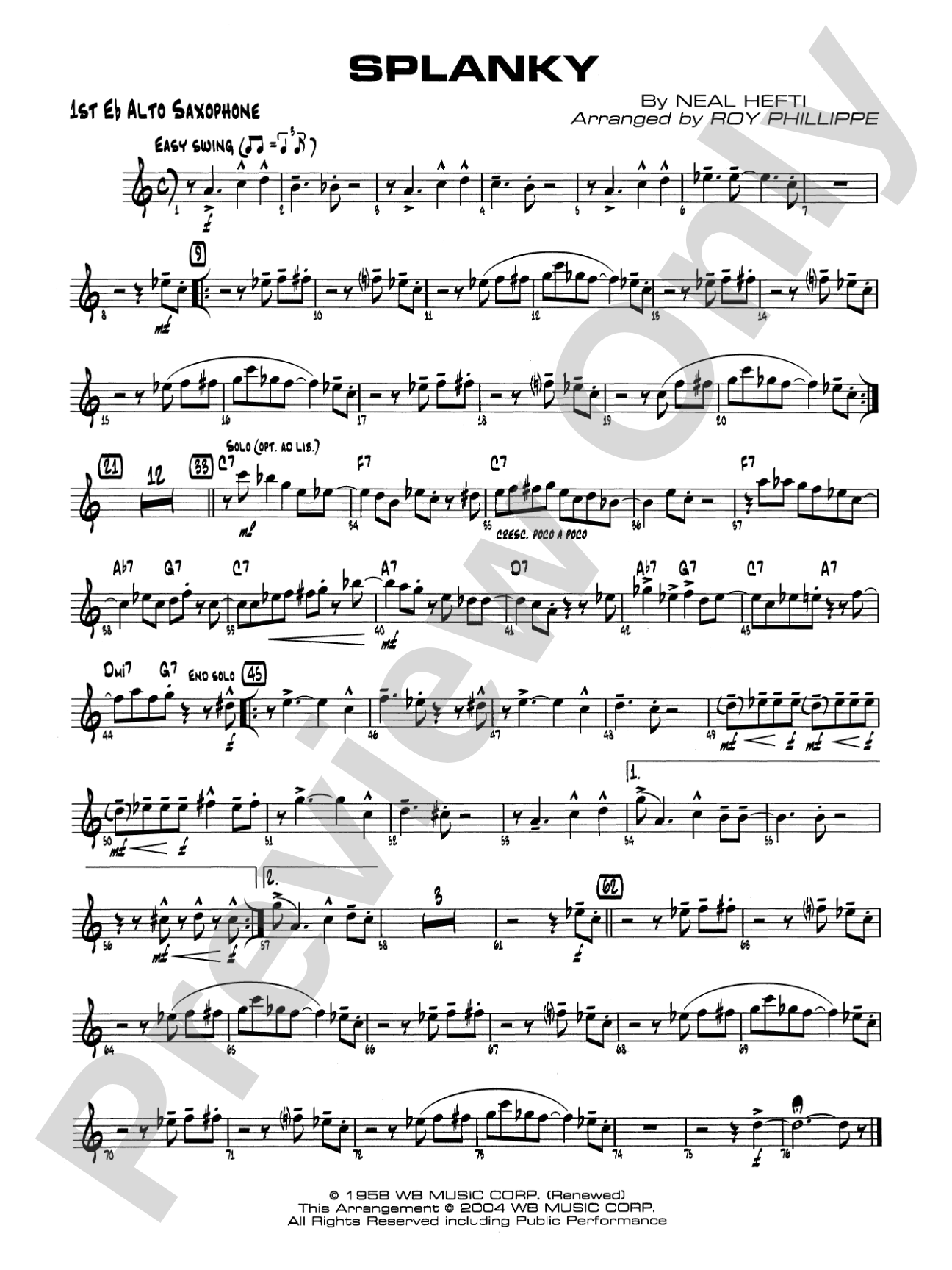 Splanky: E-flat Alto Saxophone
