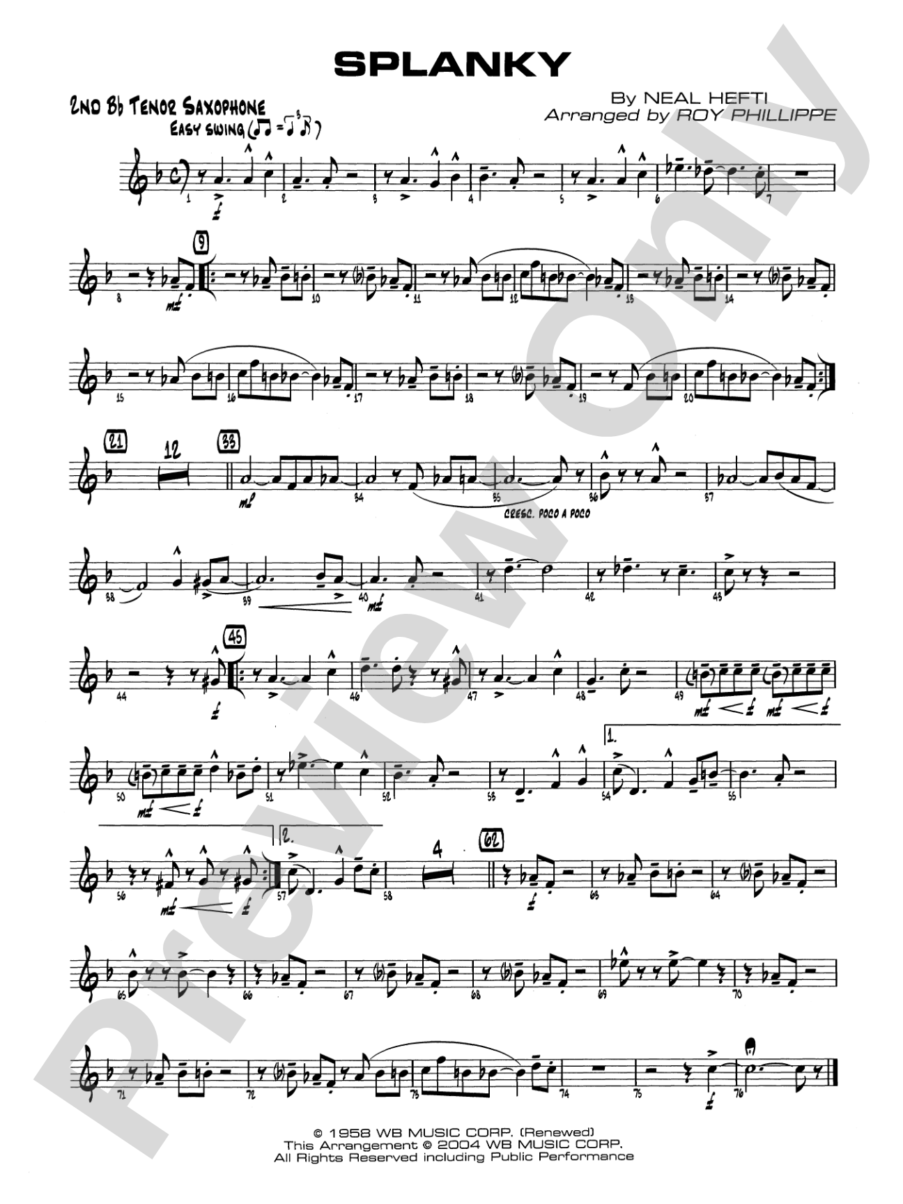 Splanky: 2nd B-flat Tenor Saxophone