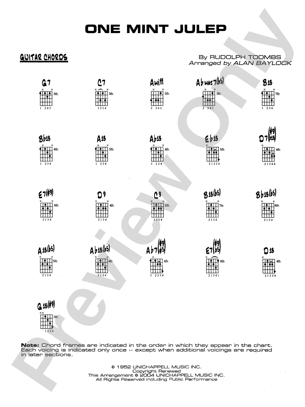 One Mint Julep: Guitar Chords