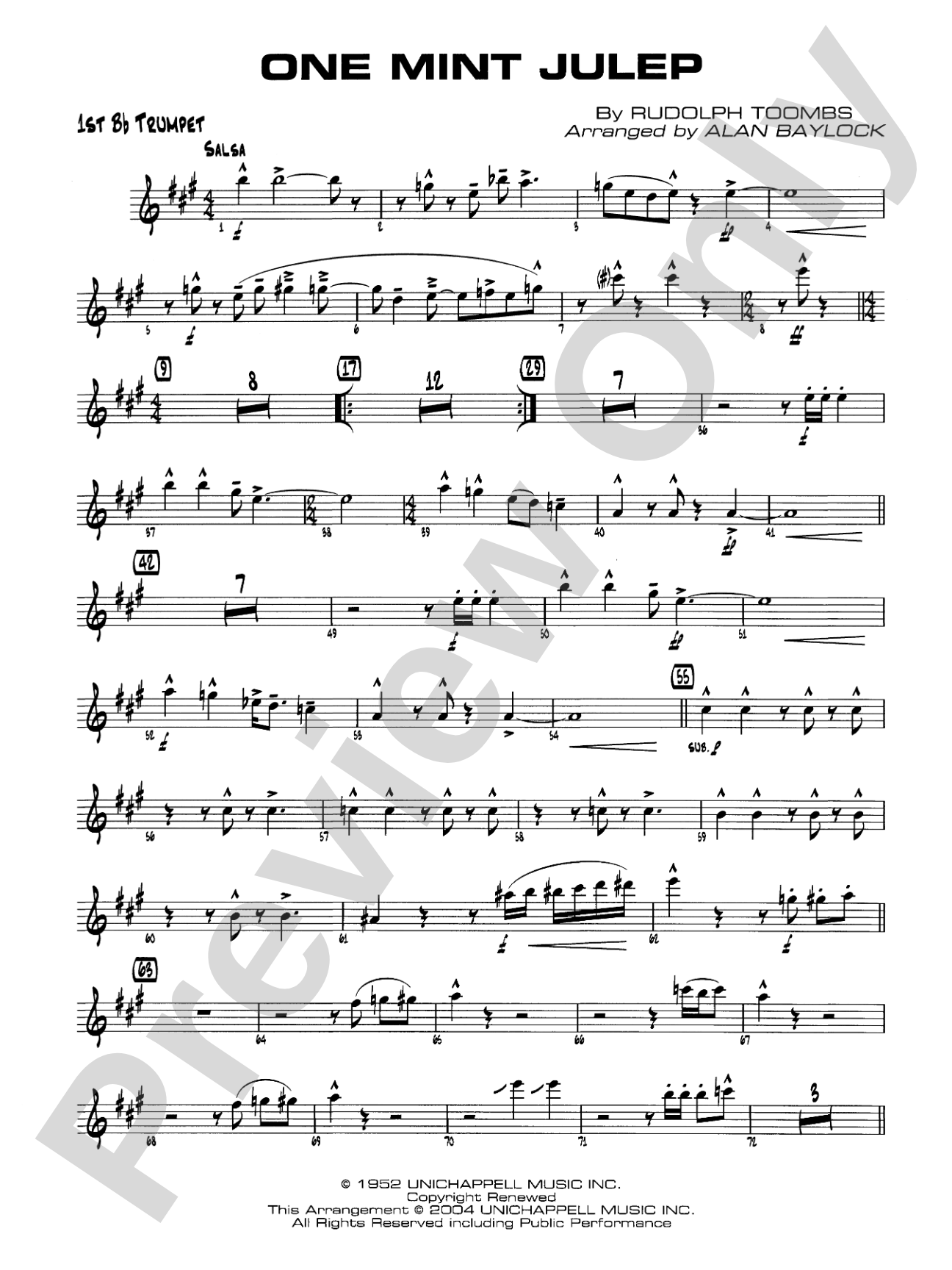 One Mint Julep: 1st B-flat Trumpet
