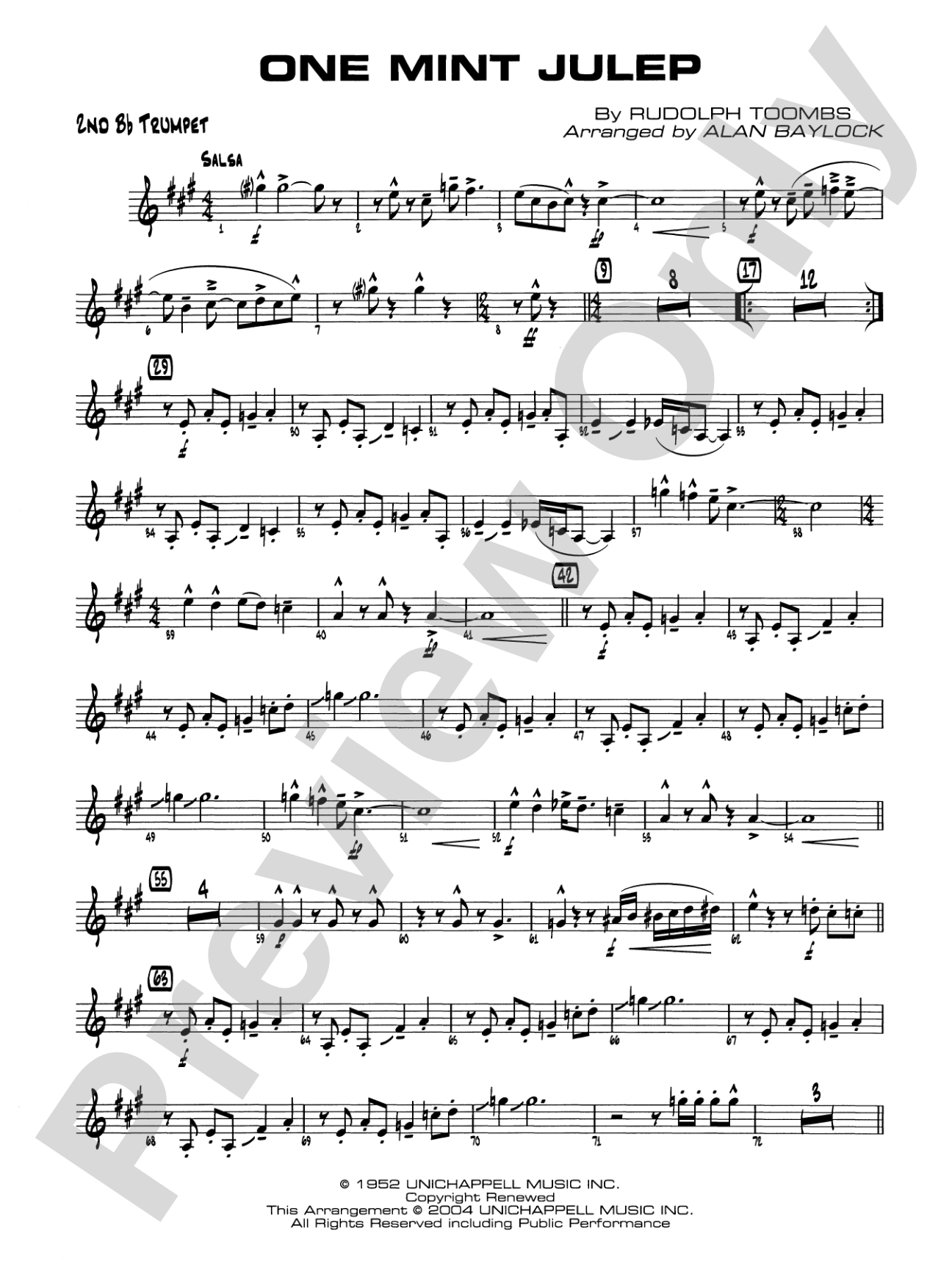 One Mint Julep: 2nd B-flat Trumpet
