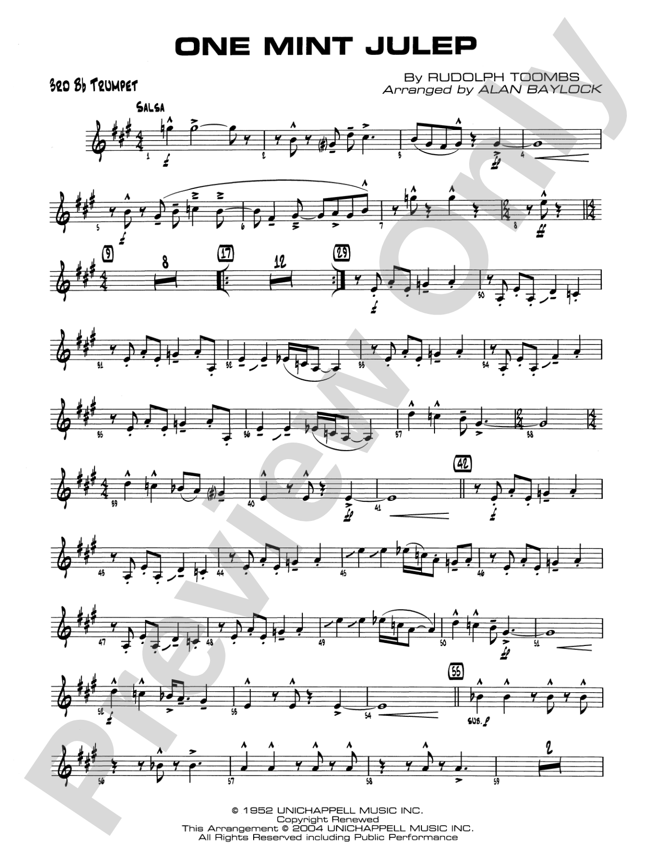 One Mint Julep: 3rd B-flat Trumpet