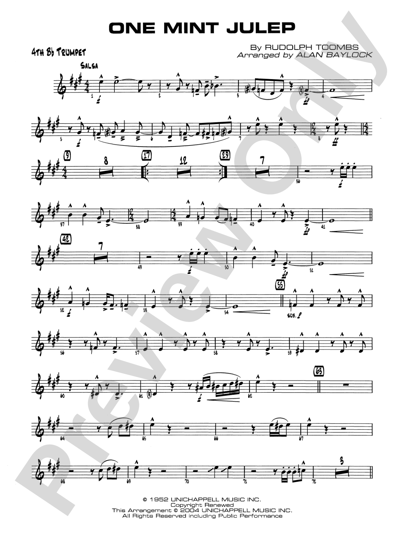 One Mint Julep: 4th B-flat Trumpet