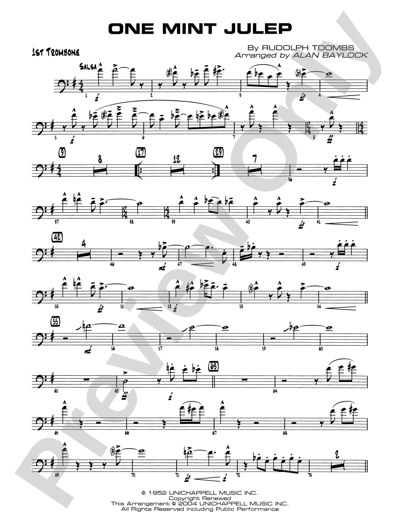 One Mint Julep: 1st Trombone
