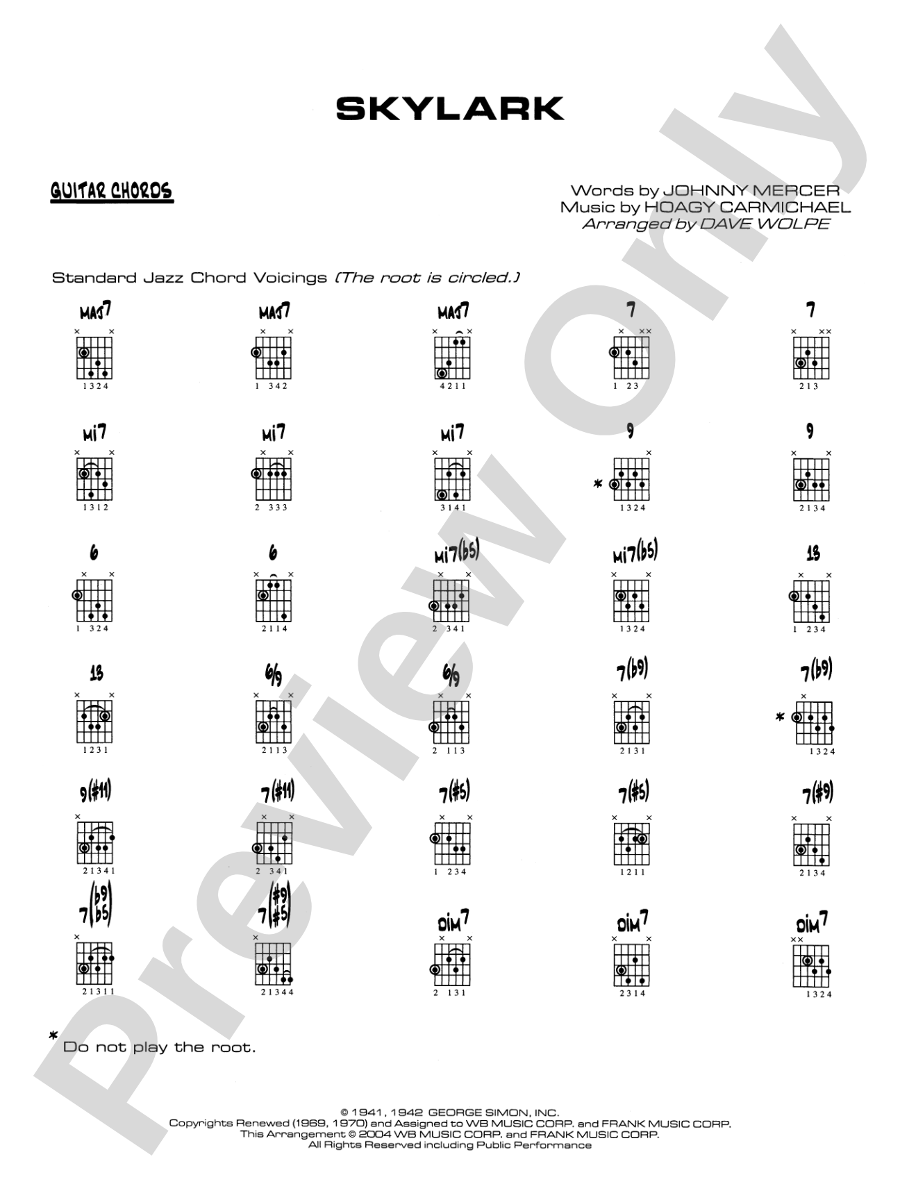 Skylark: Guitar Chords