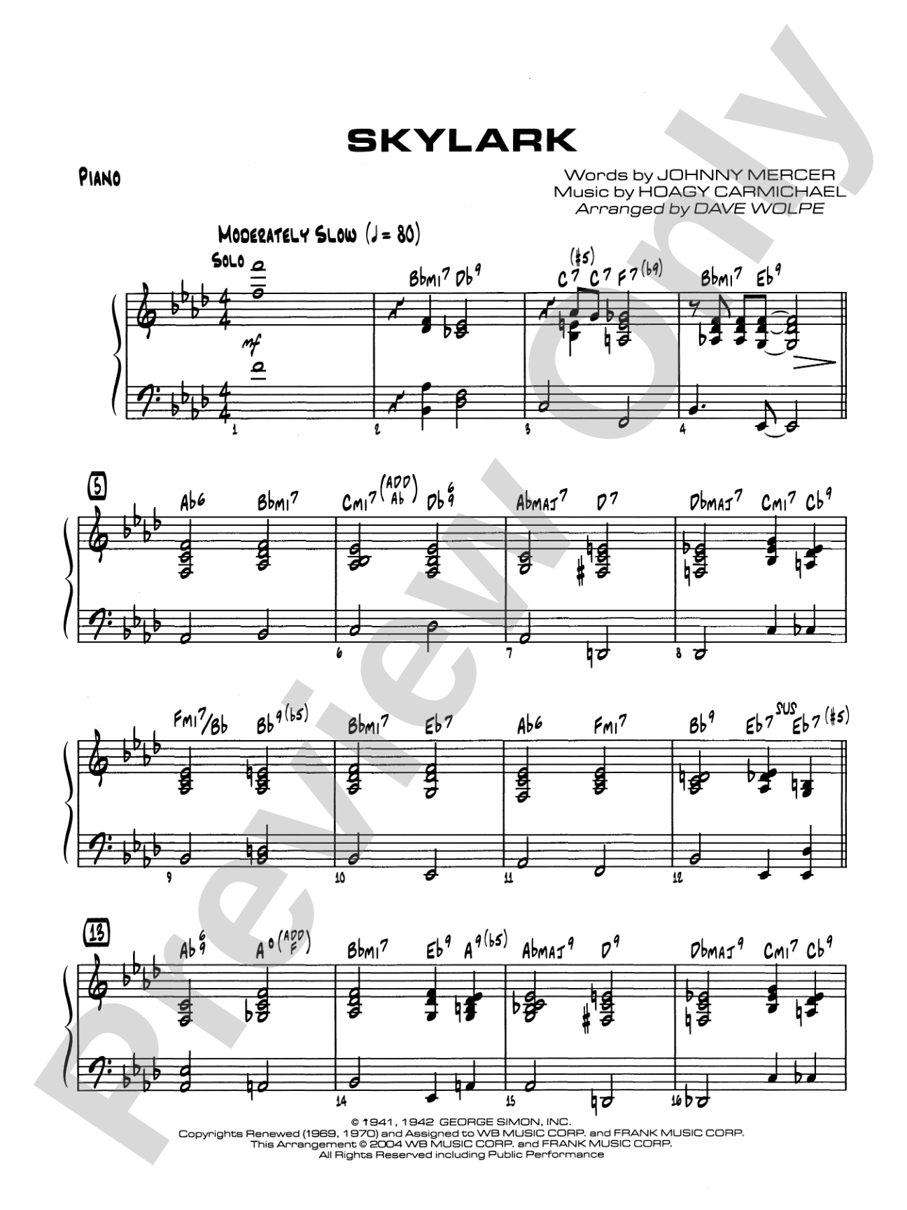 Skylark: Piano Accompaniment