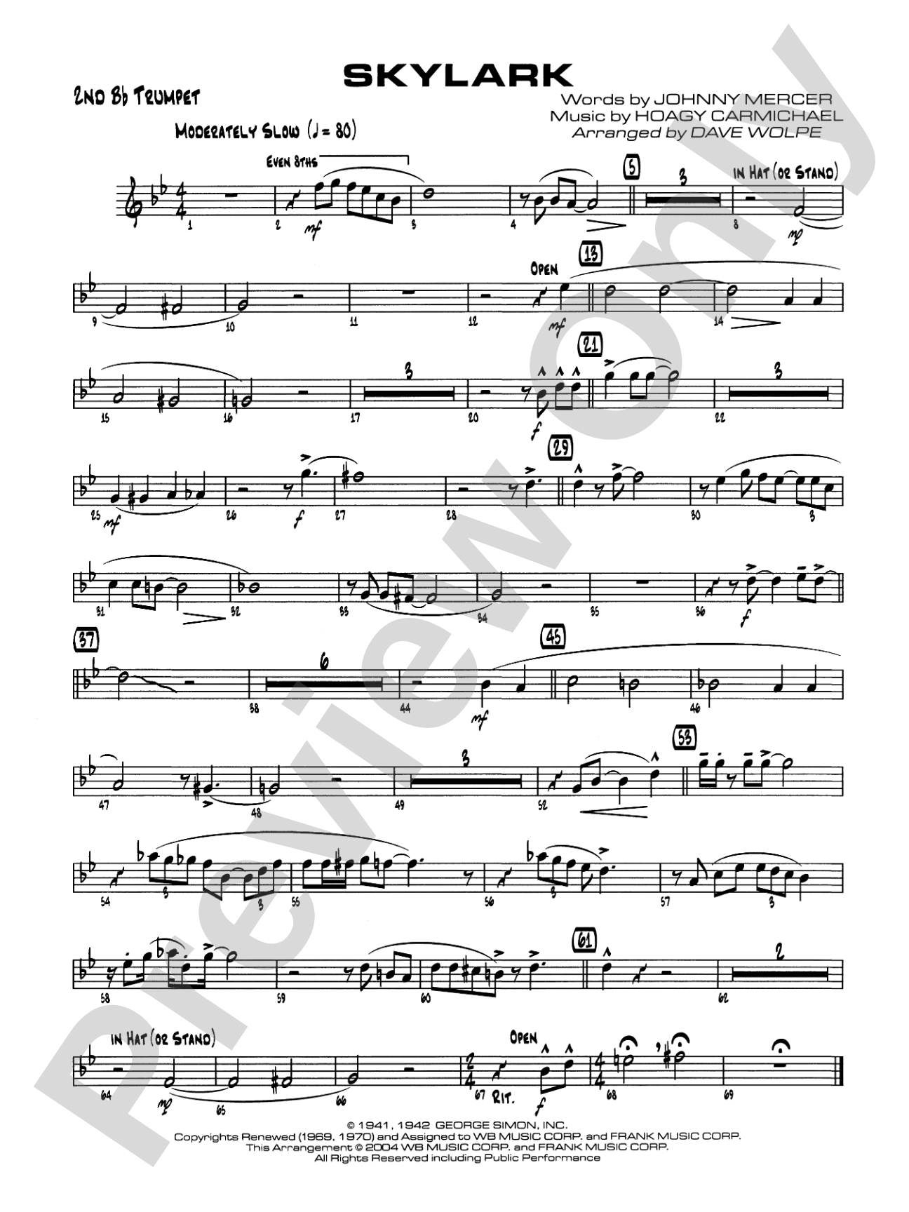 Skylark: 2nd B-flat Trumpet