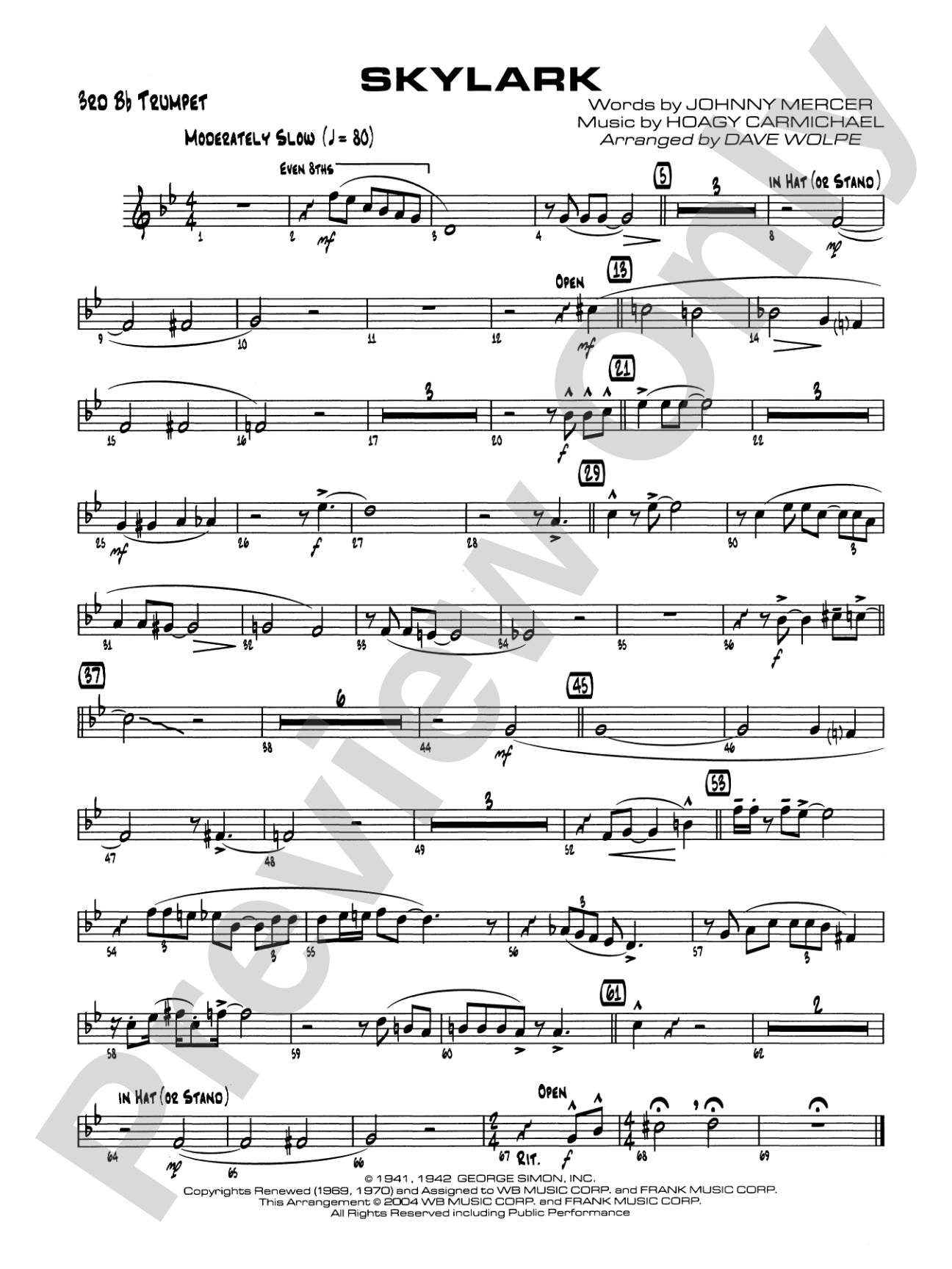 Skylark: 3rd B-flat Trumpet