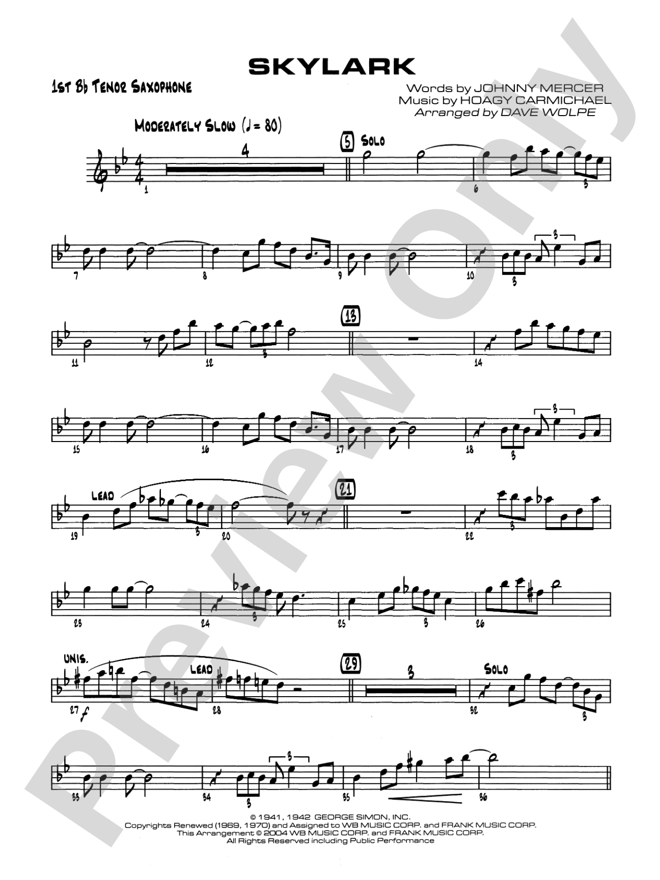 Skylark: B-flat Tenor Saxophone