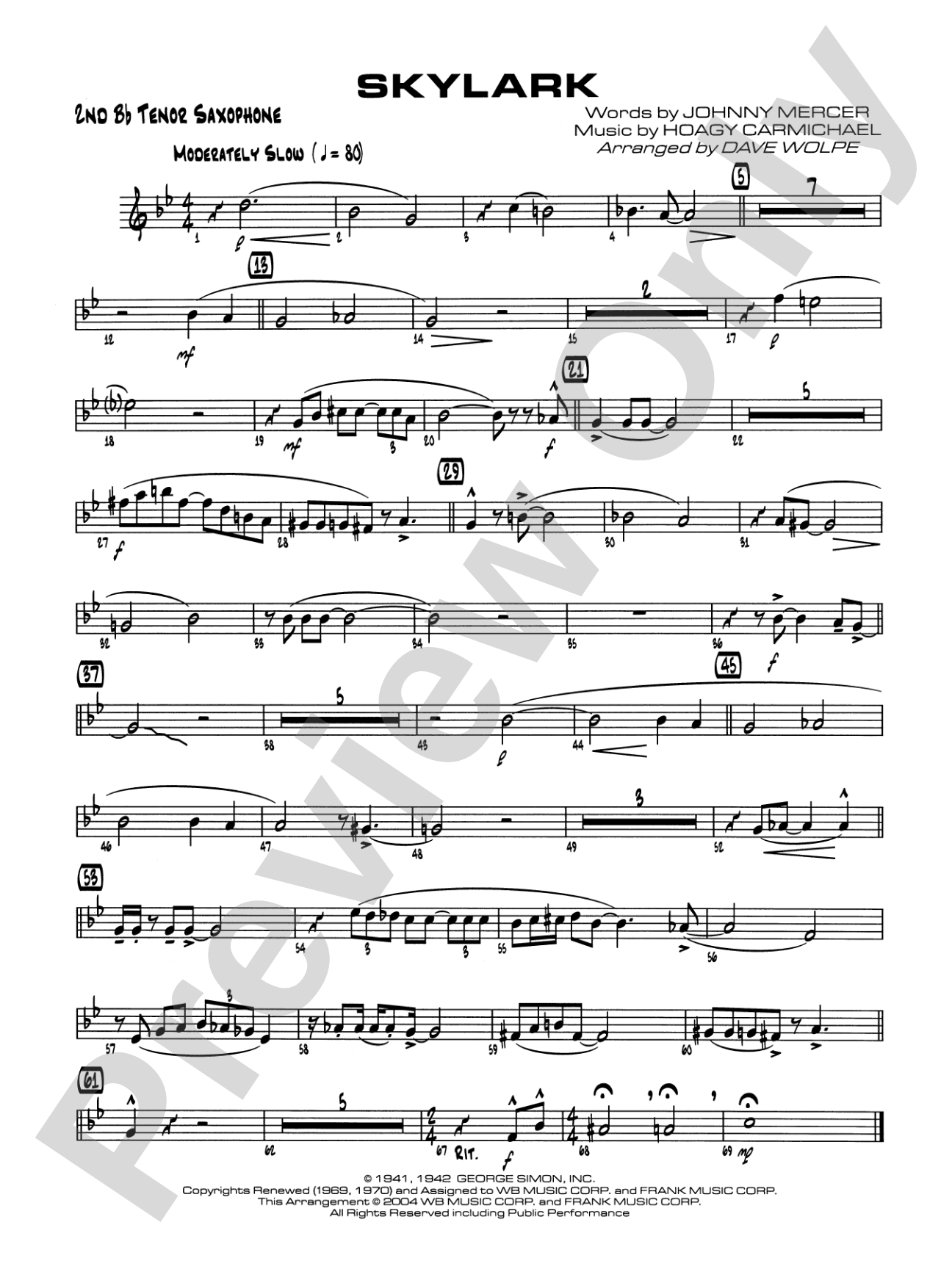 Skylark: 2nd B-flat Tenor Saxophone