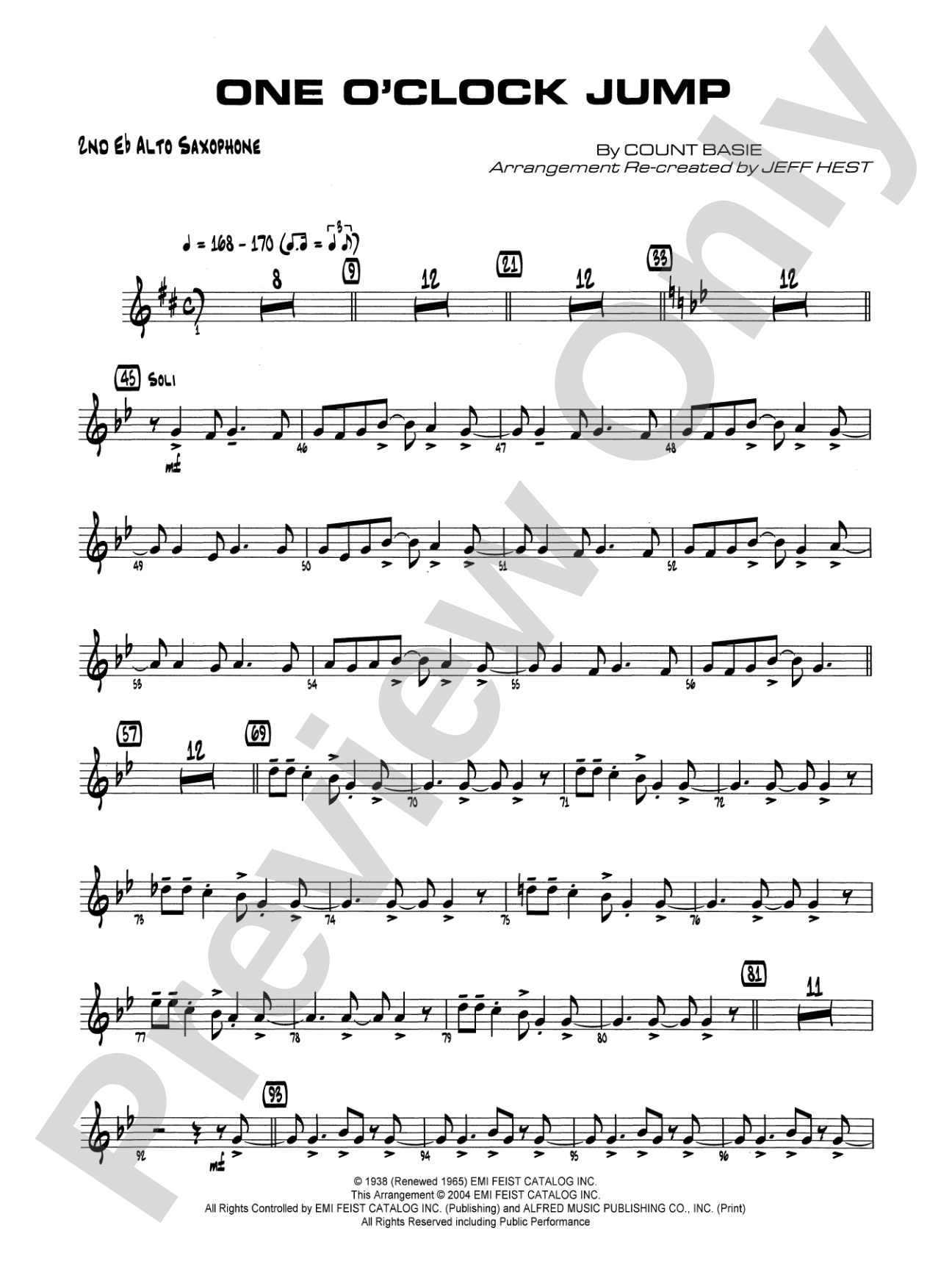One O'Clock Jump: 2nd E-flat Alto Saxophone