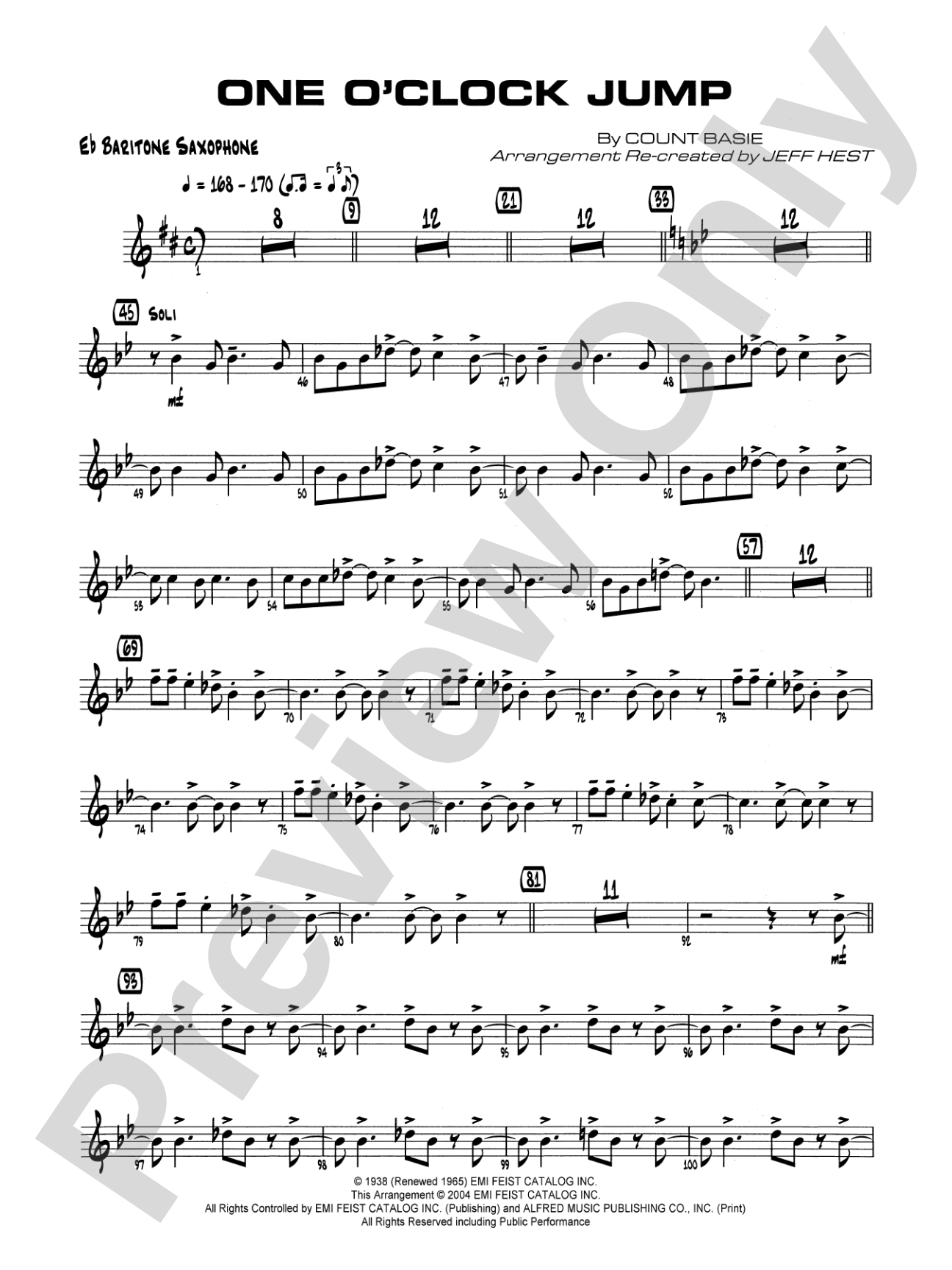 One O'Clock Jump: E-flat Baritone Saxophone