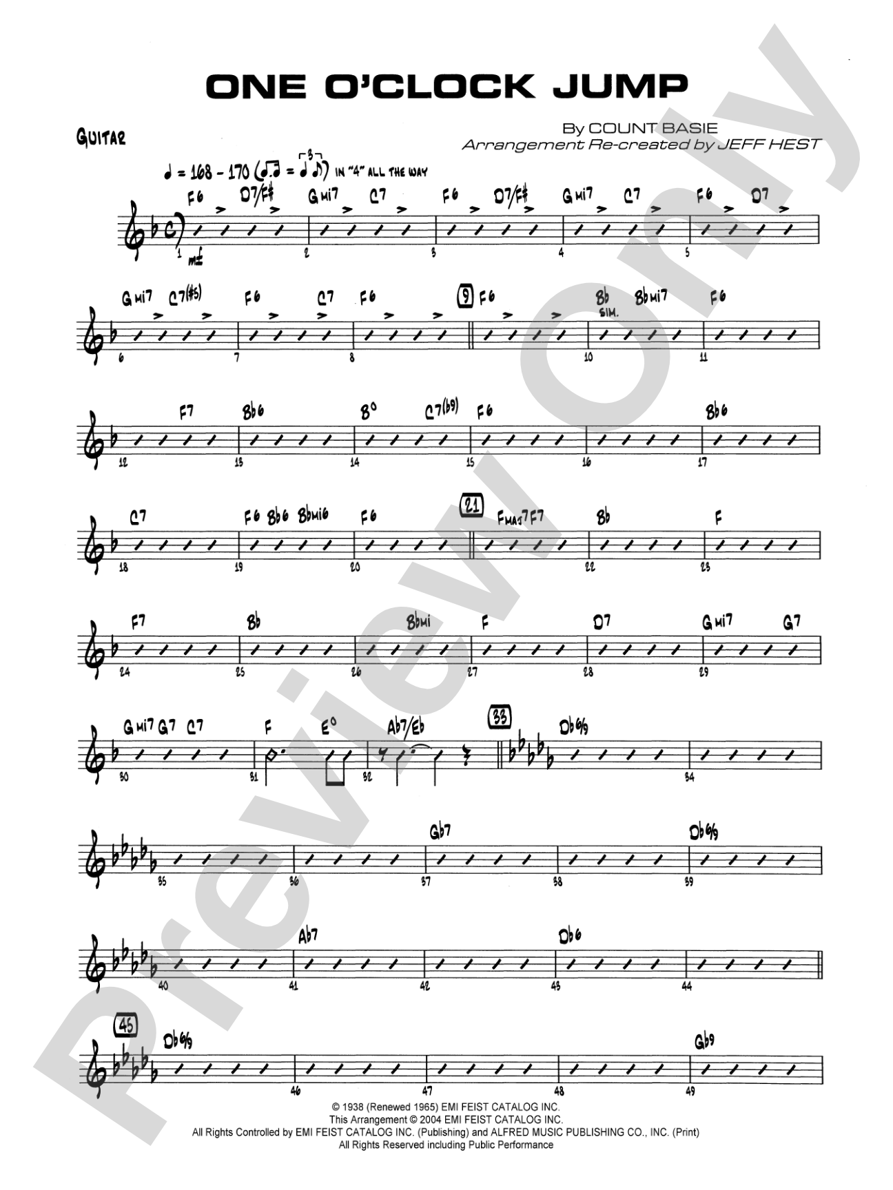 One O'Clock Jump: Guitar