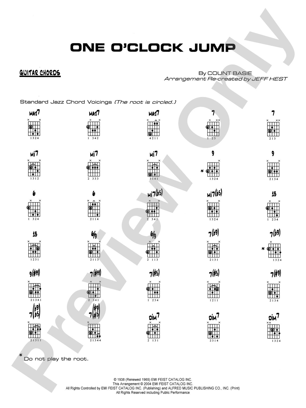 One O'Clock Jump: Guitar Chords