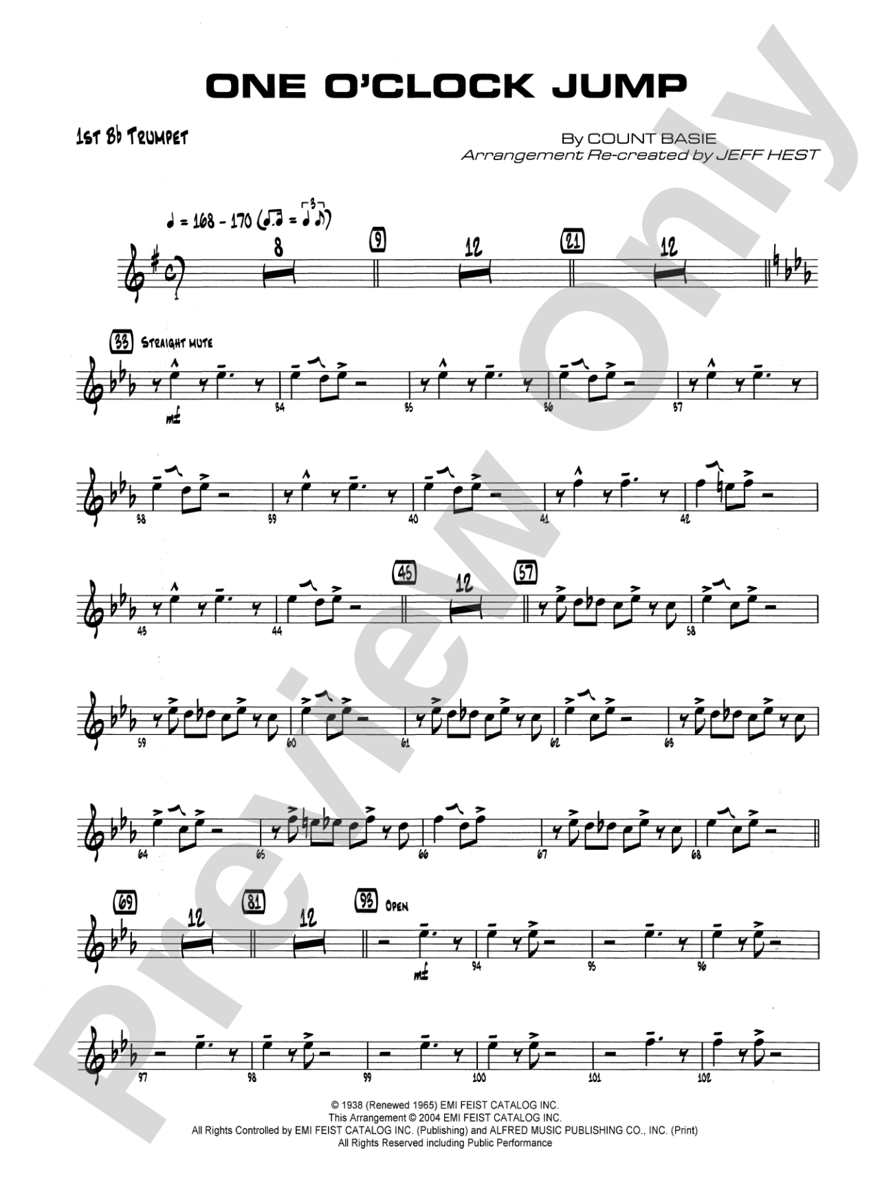 One O'Clock Jump: 1st B-flat Trumpet