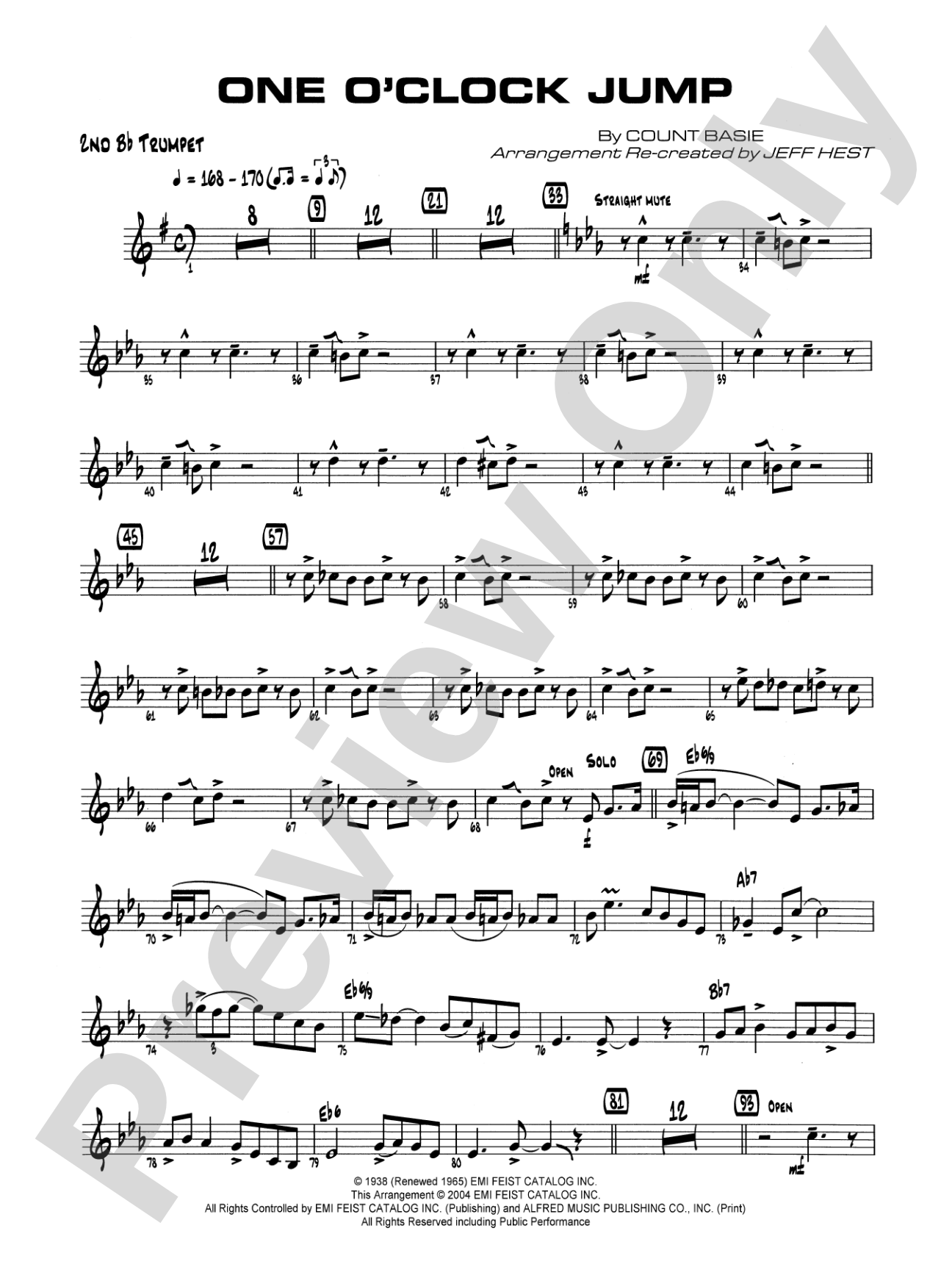 One O'Clock Jump: 2nd B-flat Trumpet