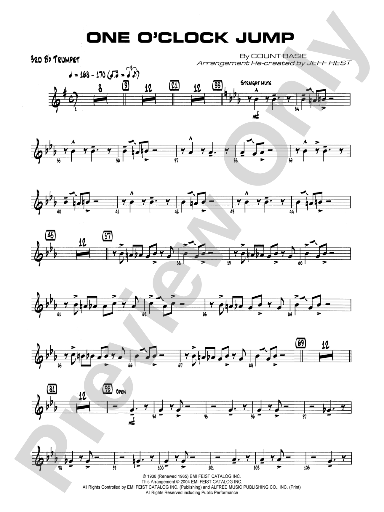 One O'Clock Jump: 3rd B-flat Trumpet