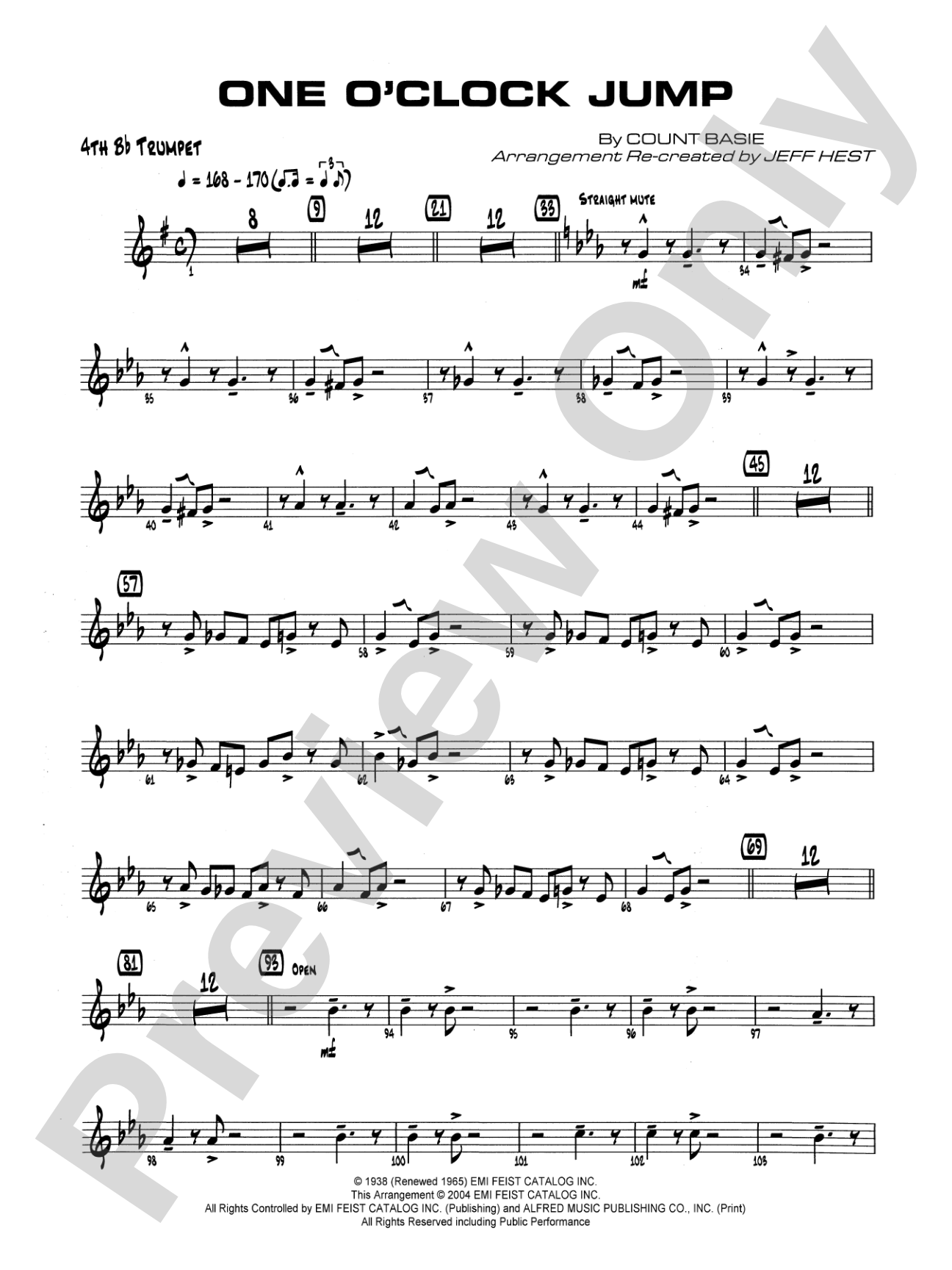 One O'Clock Jump: 4th B-flat Trumpet
