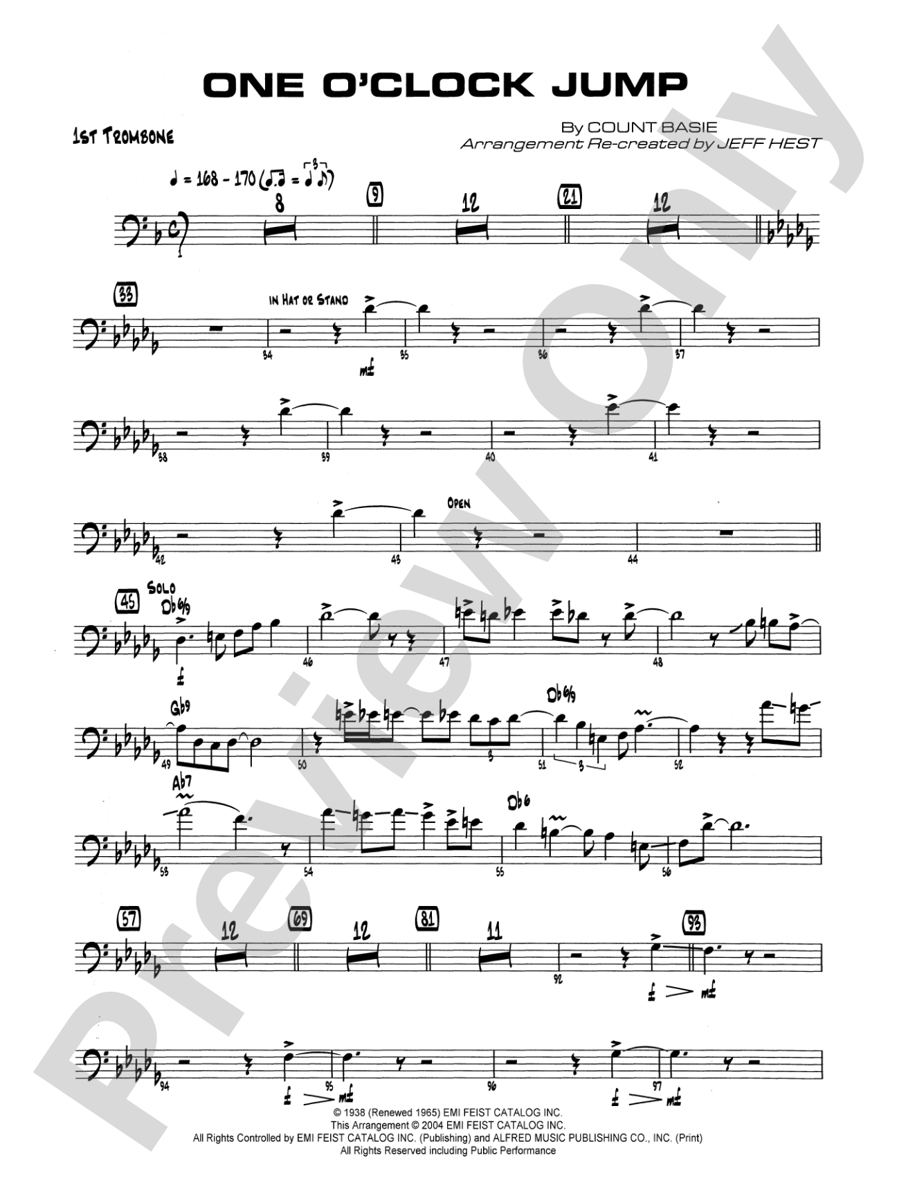 One O'Clock Jump: 1st Trombone