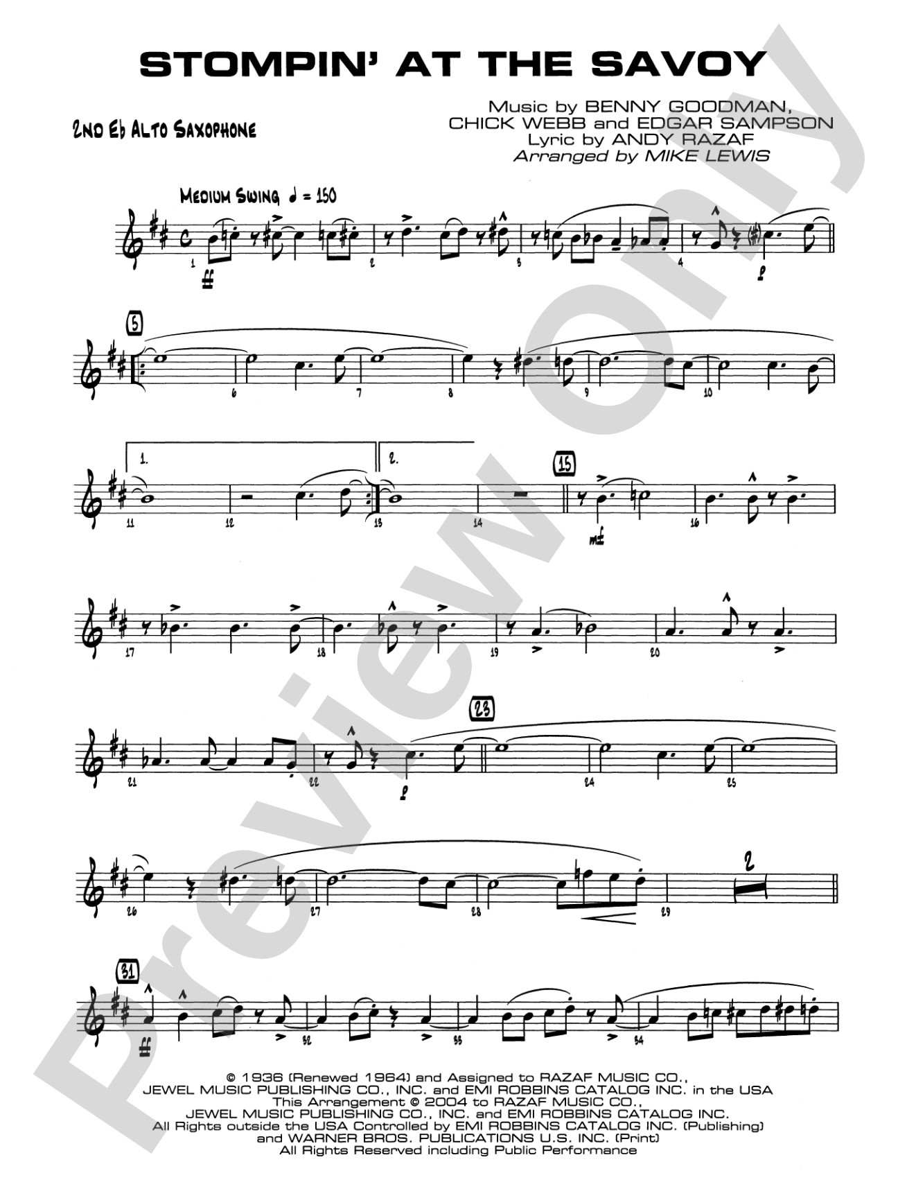Stompin' at the Savoy: 2nd E-flat Alto Saxophone