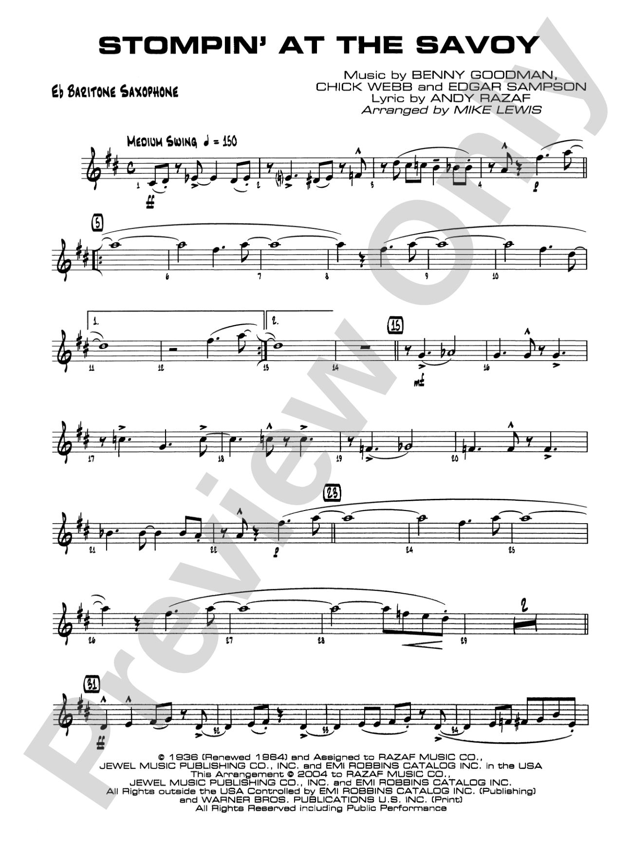 Stompin' at the Savoy: E-flat Baritone Saxophone