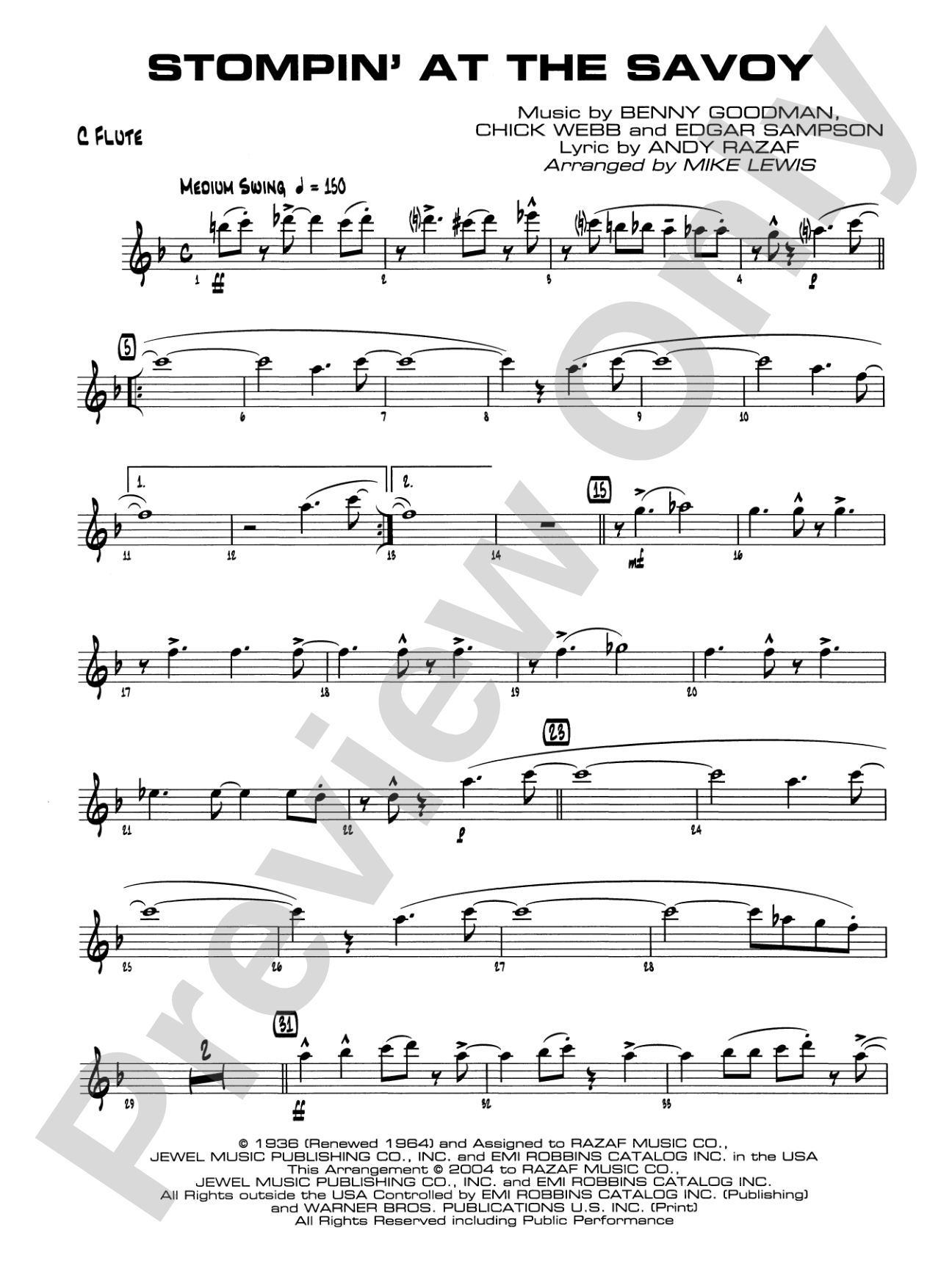 Stompin' at the Savoy: Flute