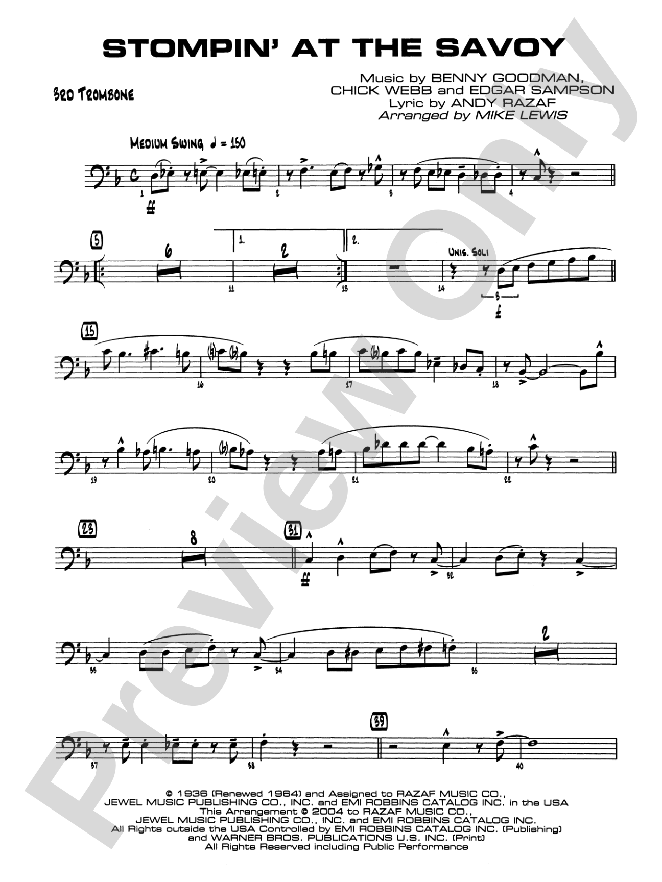 Stompin' at the Savoy: 3rd Trombone