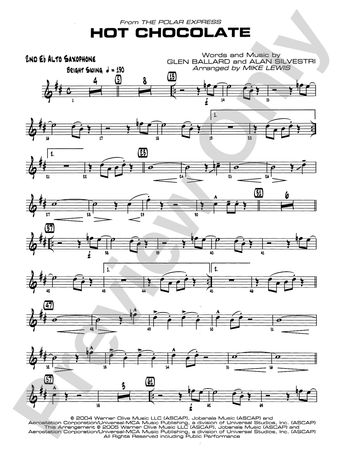 Hot Chocolate (from The Polar Express): 2nd E-flat Alto Saxophone