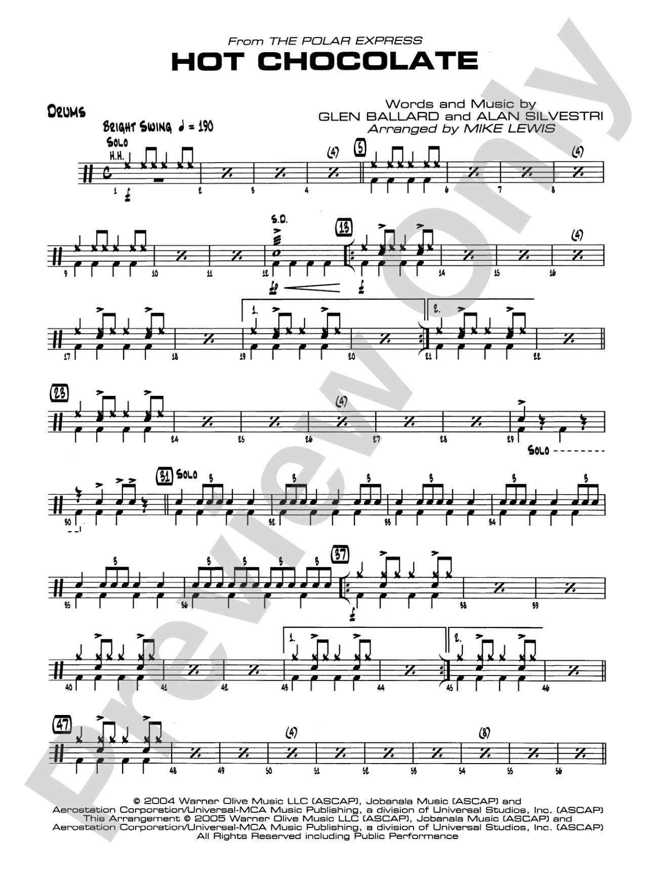 Hot Chocolate (from The Polar Express): Drums