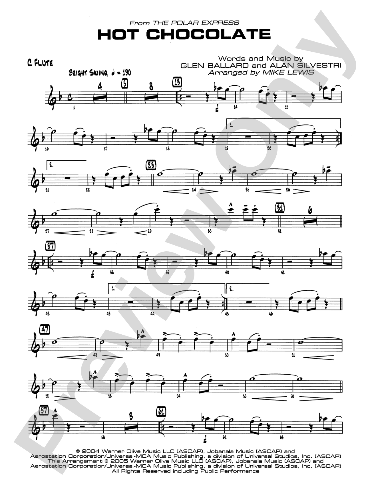 Hot Chocolate (from The Polar Express): Flute