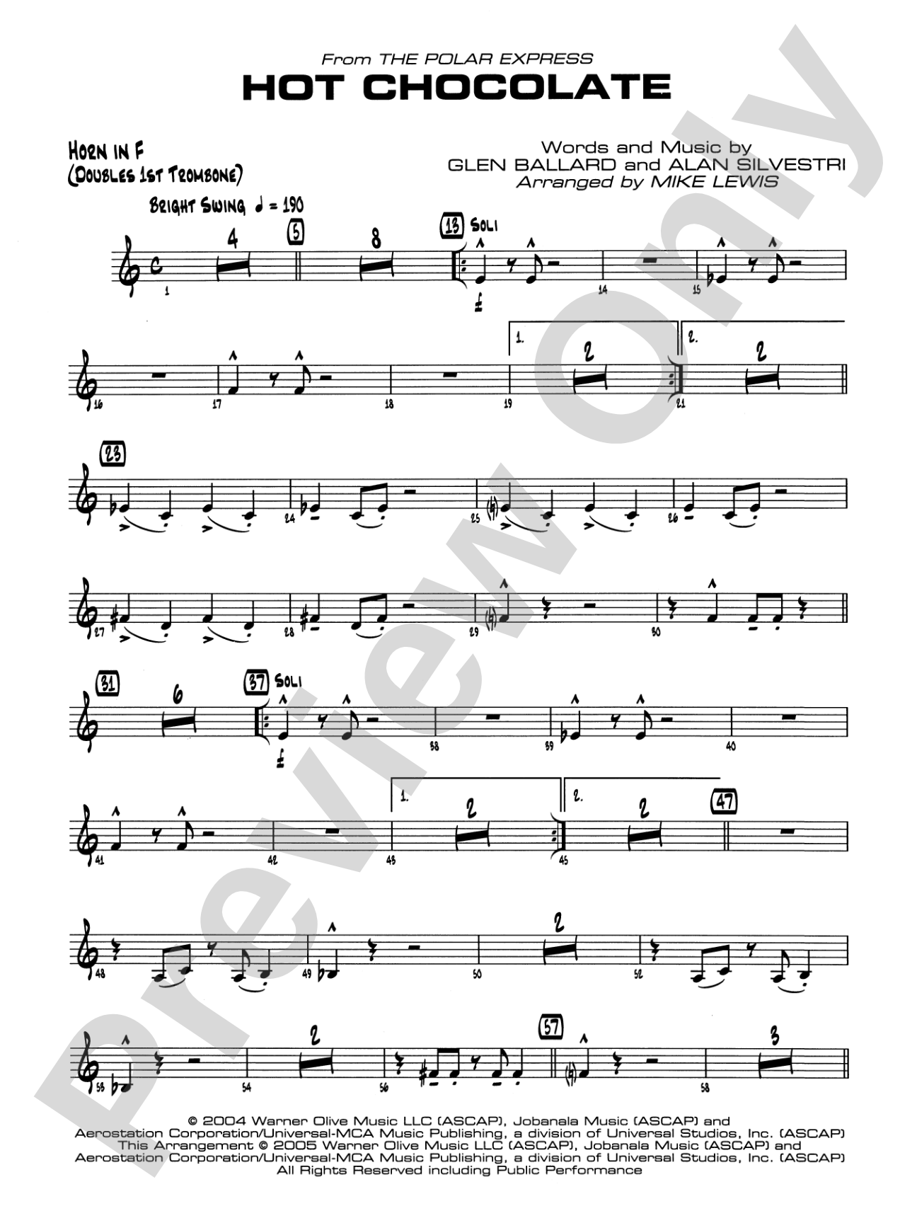 Hot Chocolate (from The Polar Express): 1st F Horn