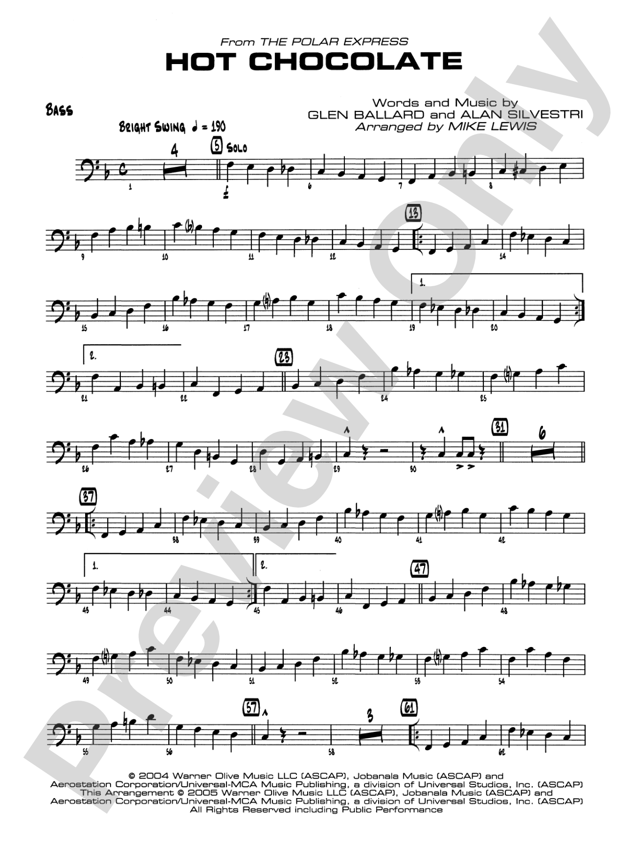 Hot Chocolate (from The Polar Express): String Bass