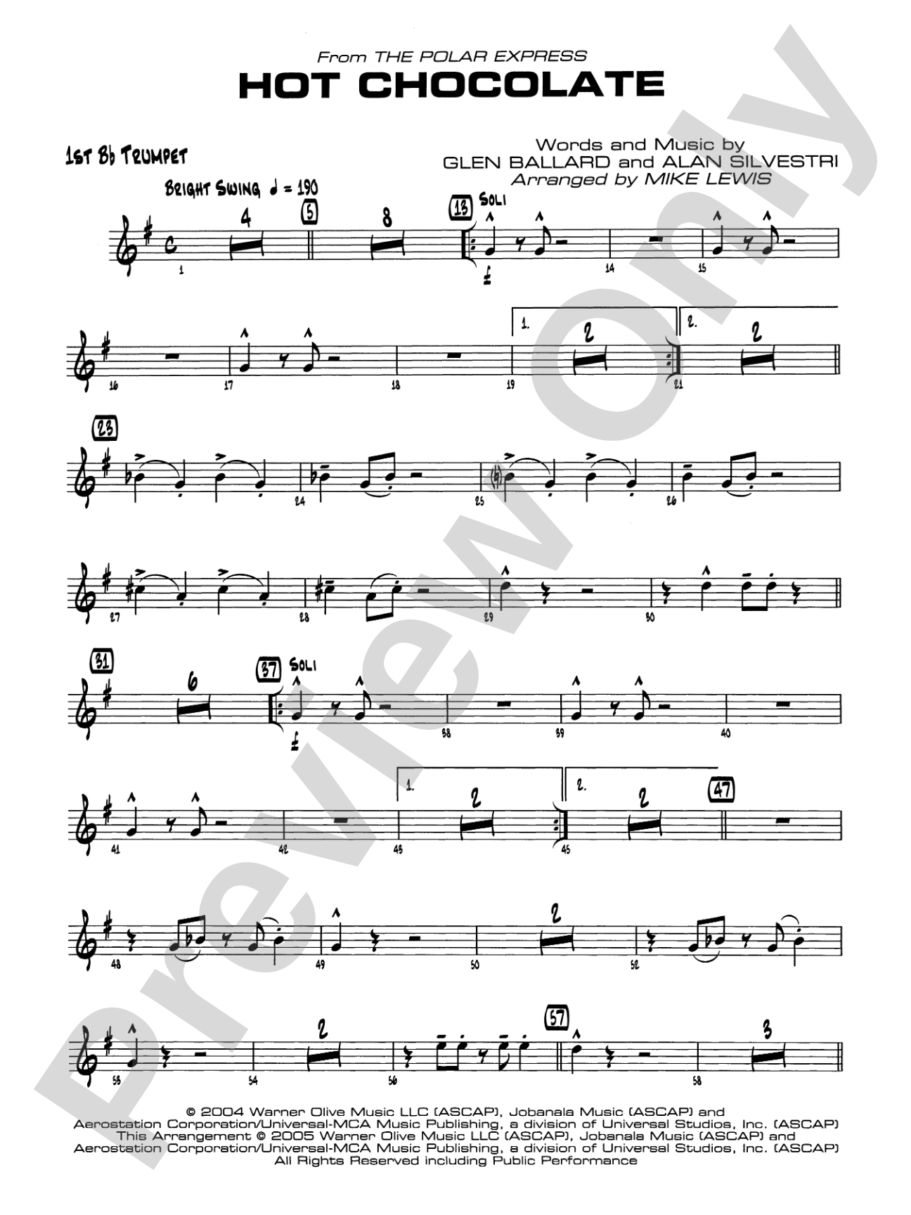 Hot Chocolate (from The Polar Express): 1st B-flat Trumpet